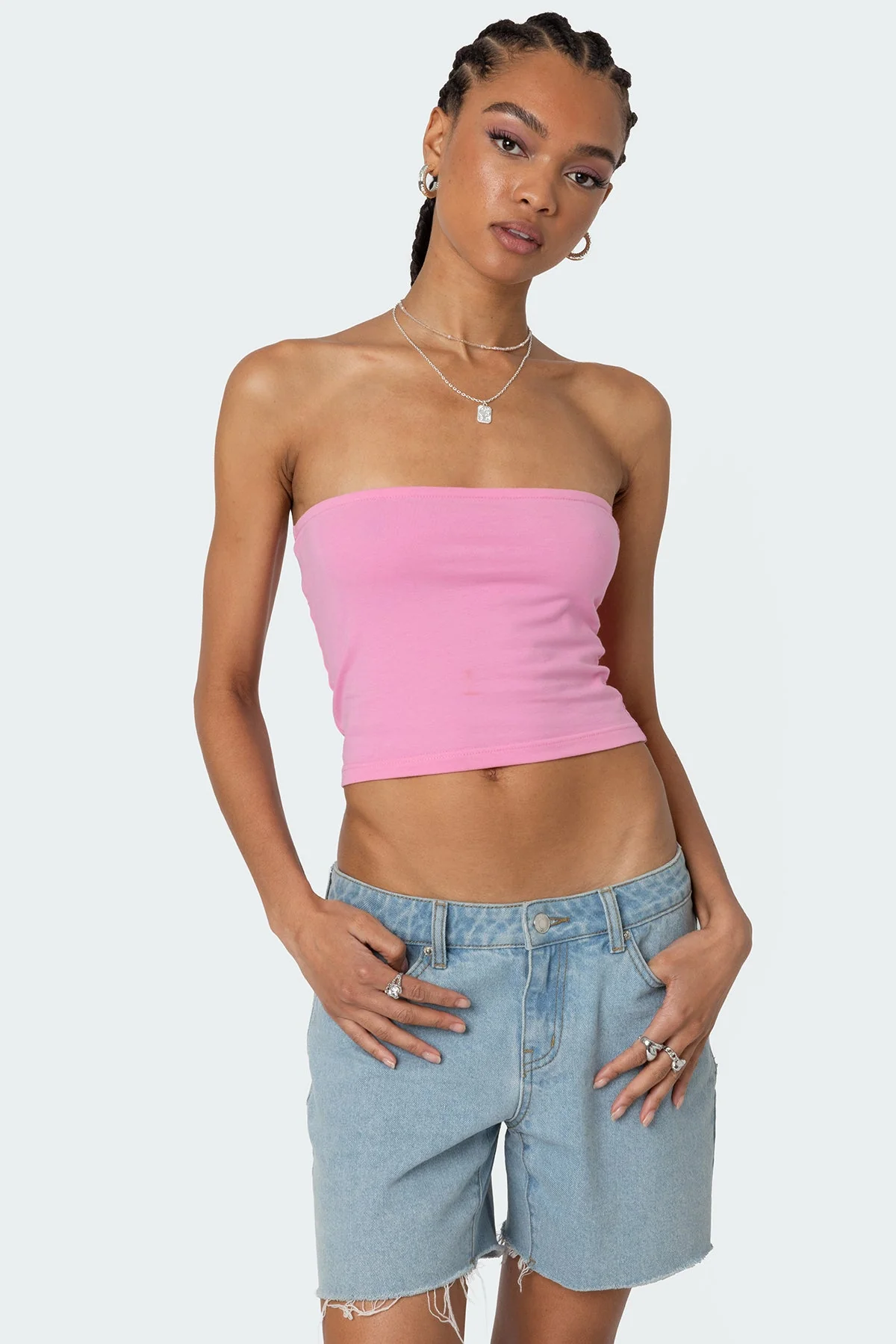 Sleek Pink Tube Top Strapless for Stylish Comfort