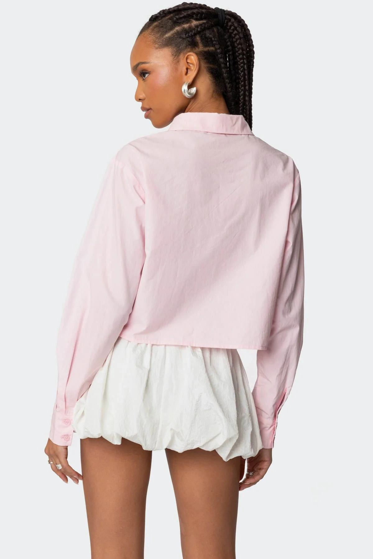 Light Pink Tie-Front Collared Shirt