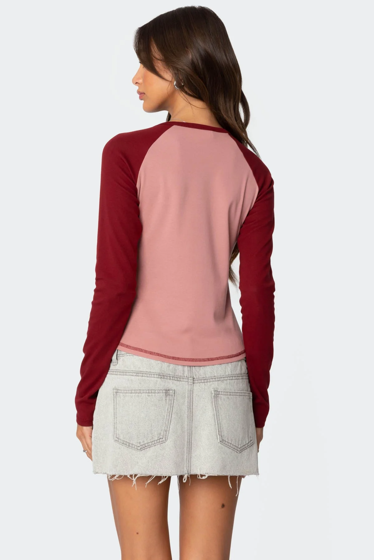 Pink Raglan Long Sleeve Tee