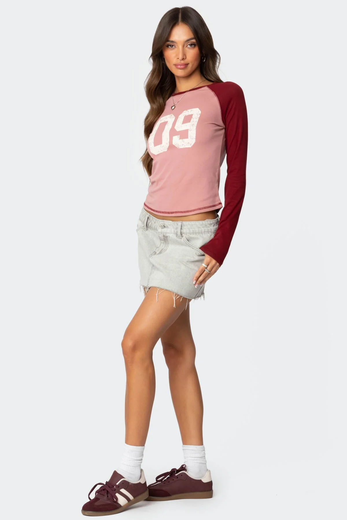 Pink Raglan Long Sleeve Tee