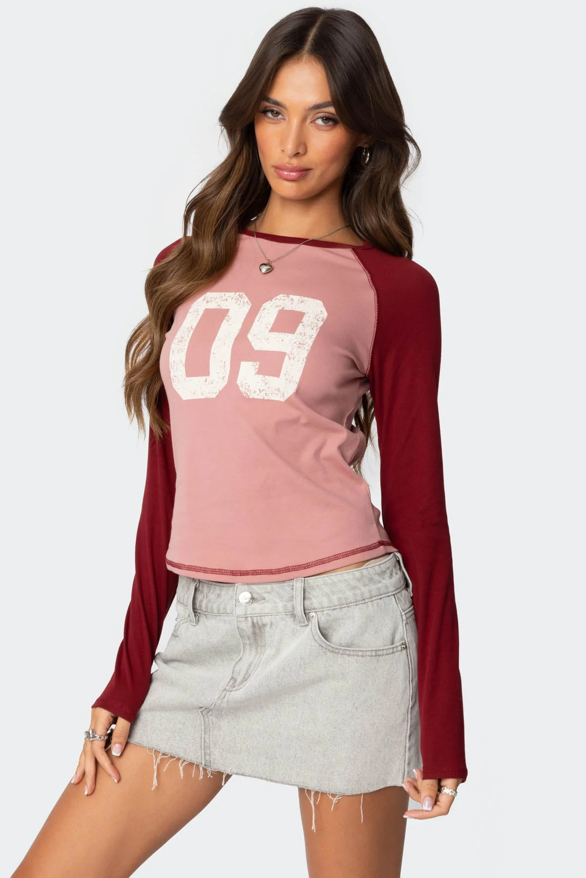 Pink Raglan Long Sleeve Tee