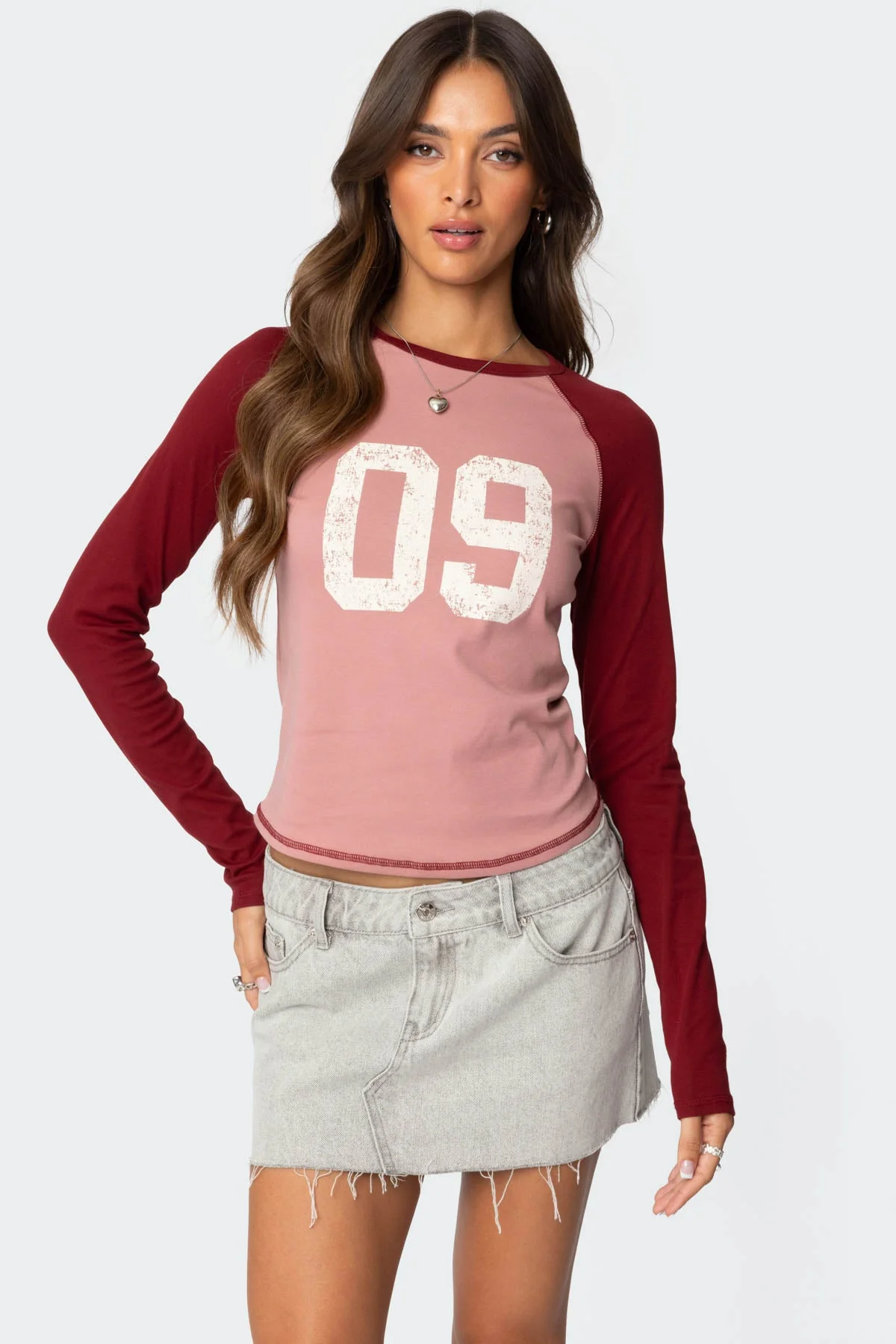 Pink Raglan Long Sleeve Tee