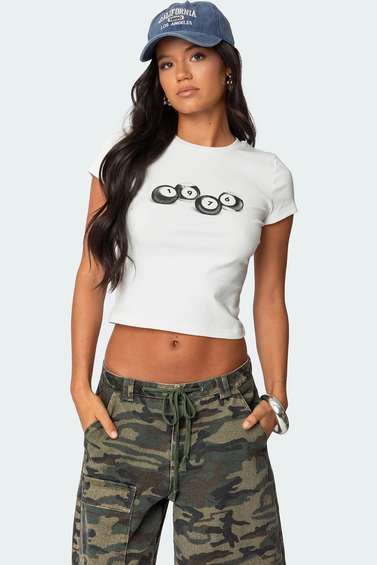 Casual Graphic Print Cotton Spandex T-Shirt in White