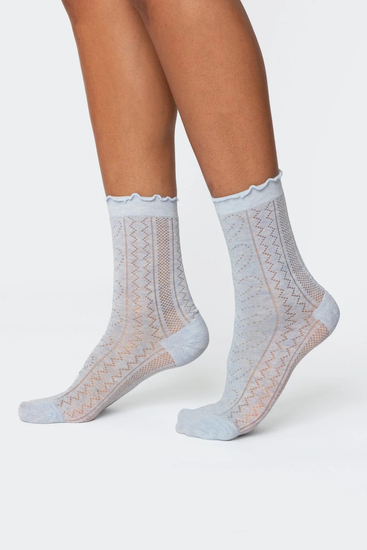 Blue Pointelle Cotton Socks - Soft and Comfortable