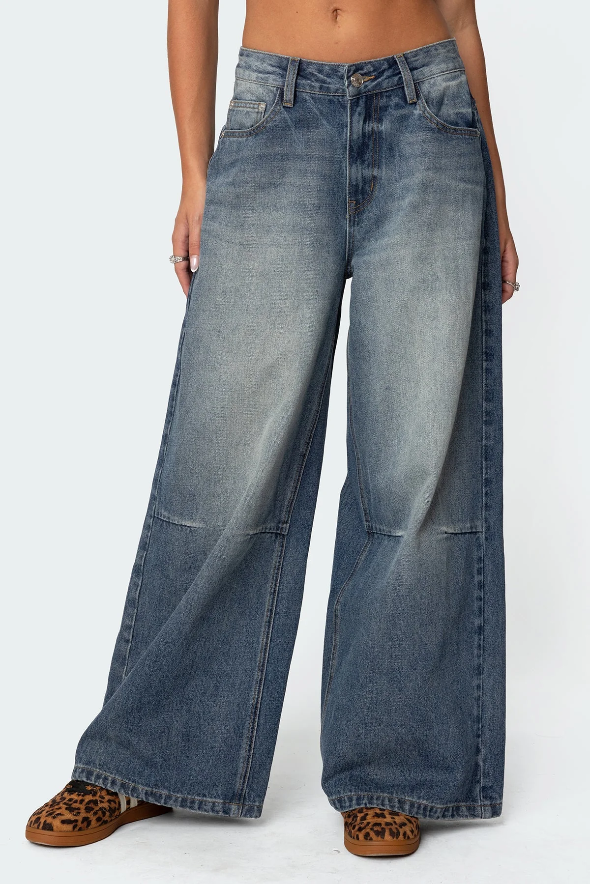 Blue Washed Low Rise Denim Jeans