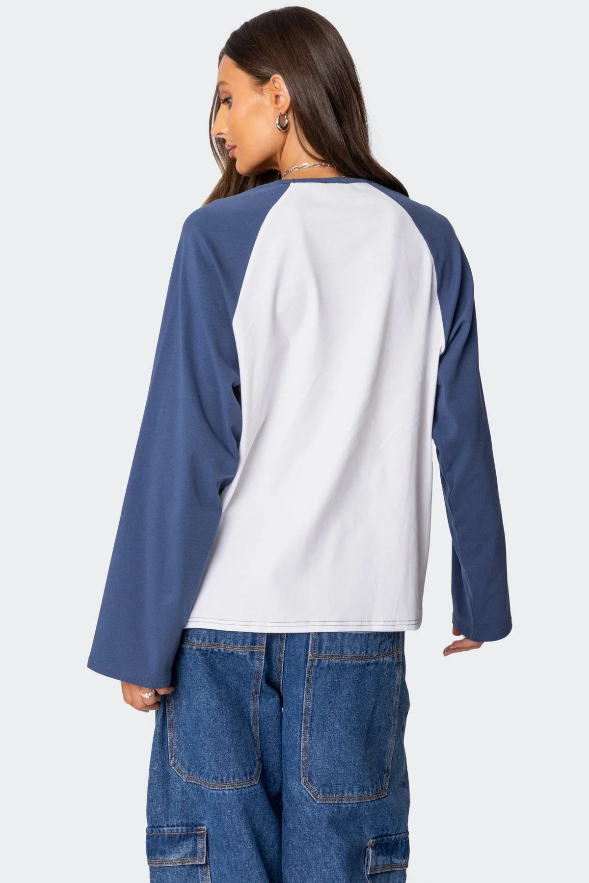 White Oversized Raglan Long Sleeve T-Shirt - Comfort & Style