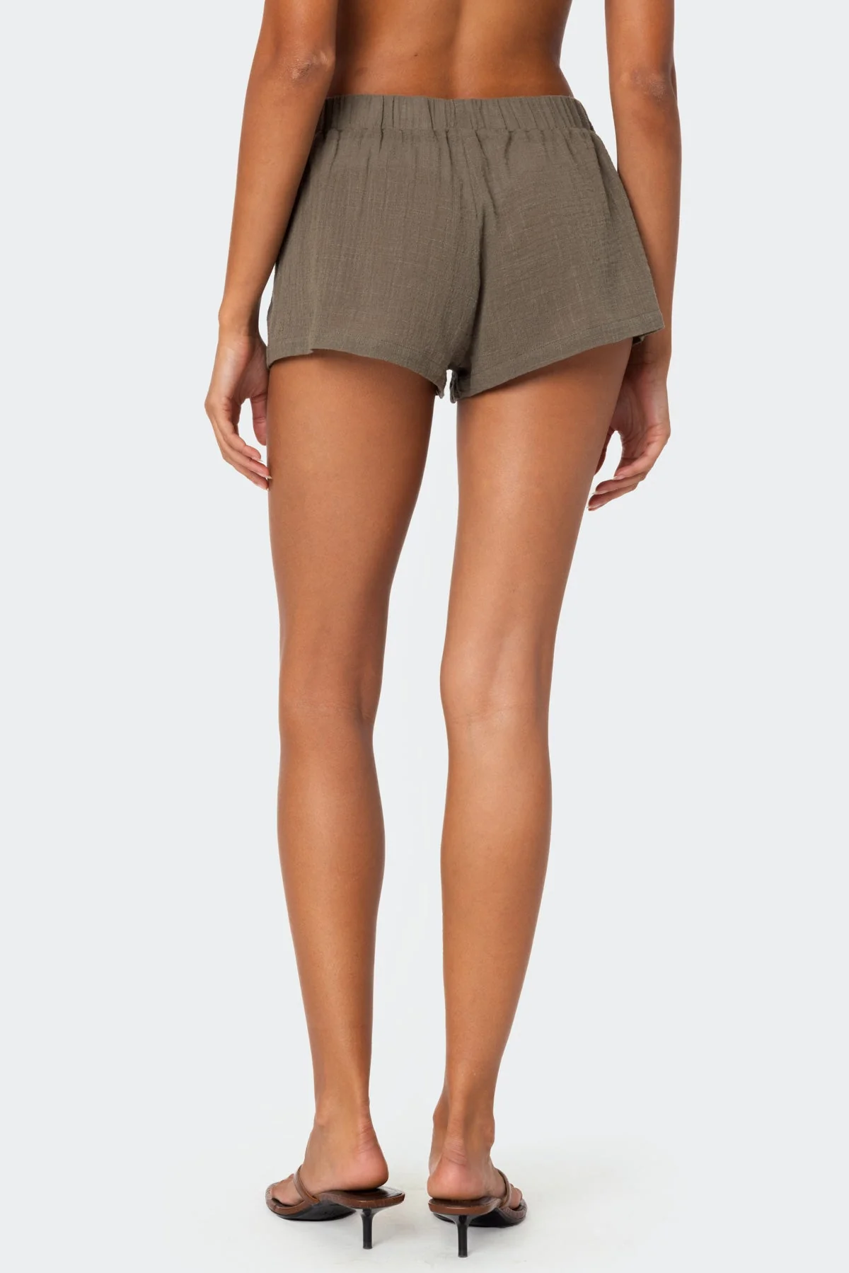 Linen Look Olive Shorts for Women