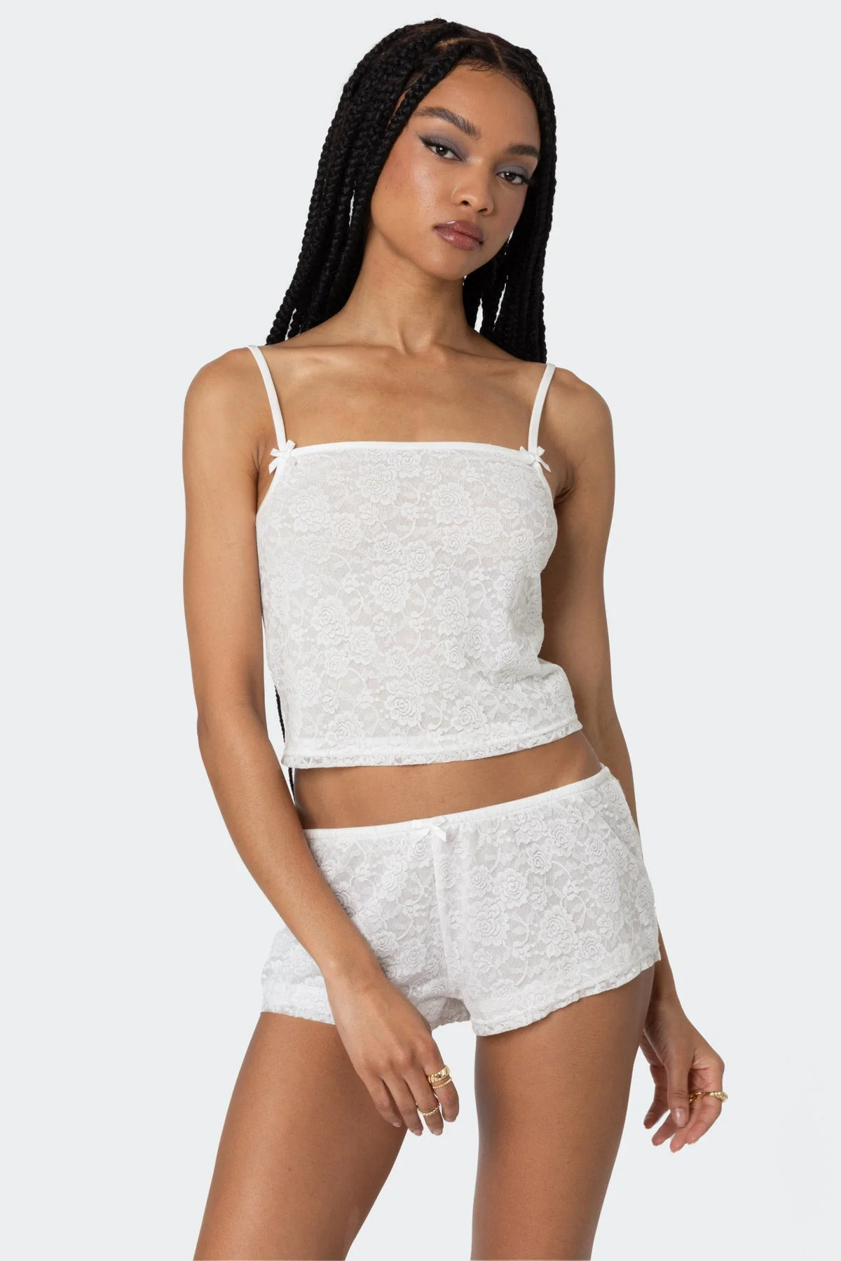 White Lace Sleepwear Tank Top