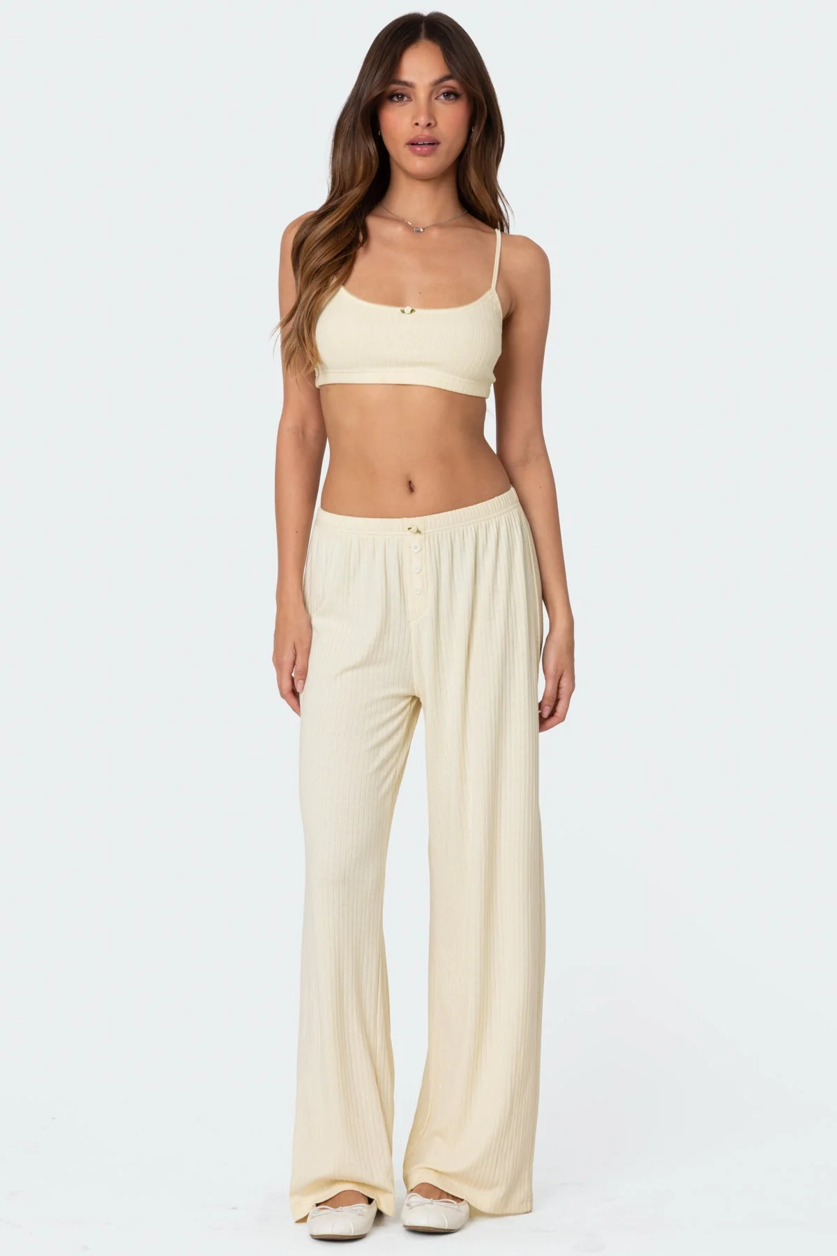 Yellow Pointelle Bralette Crop Top