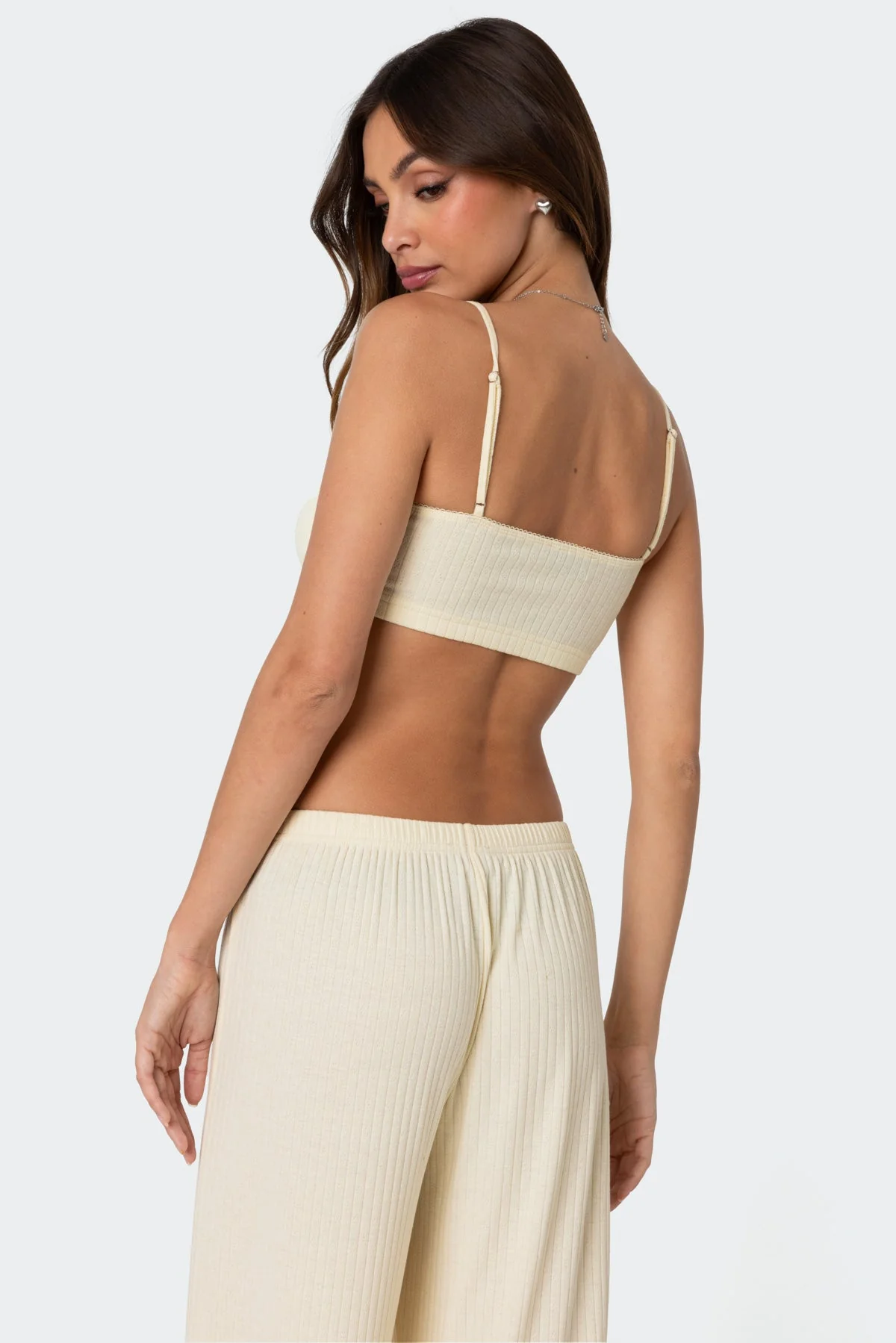 Yellow Pointelle Bralette Crop Top