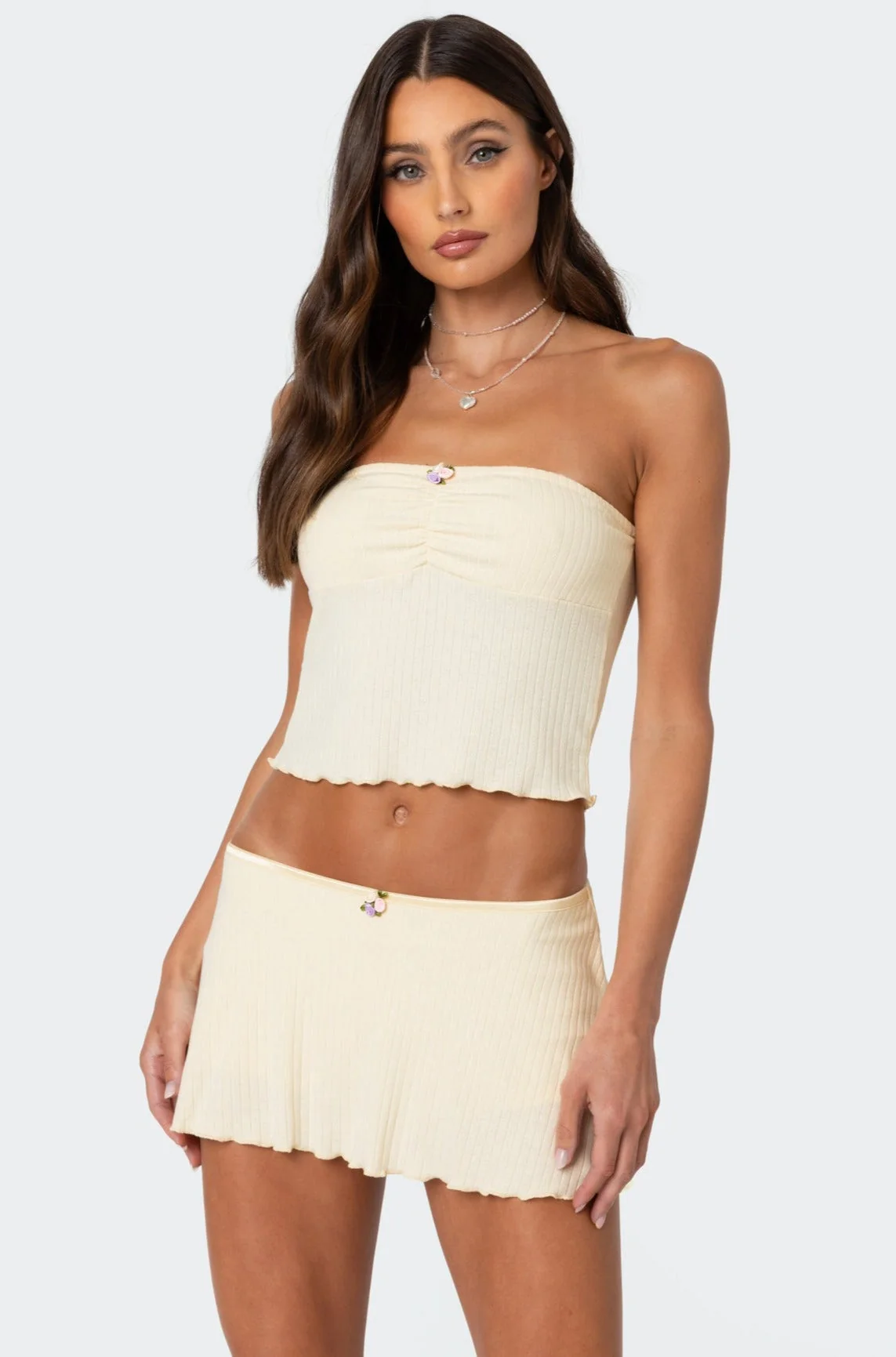 Yellow Pointelle Tube Top Set - Dosina Style