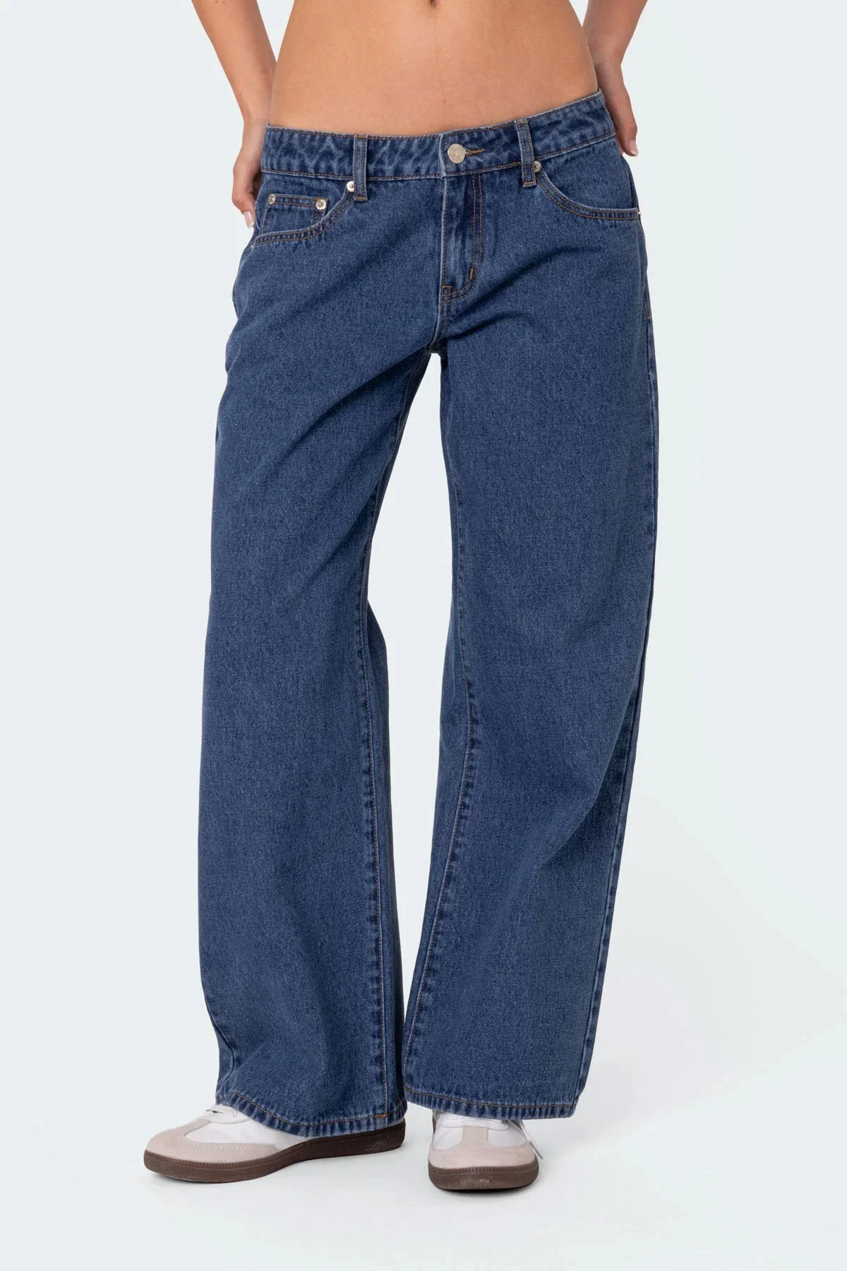 Blue Washed Petite Low Rise Denim Jeans
