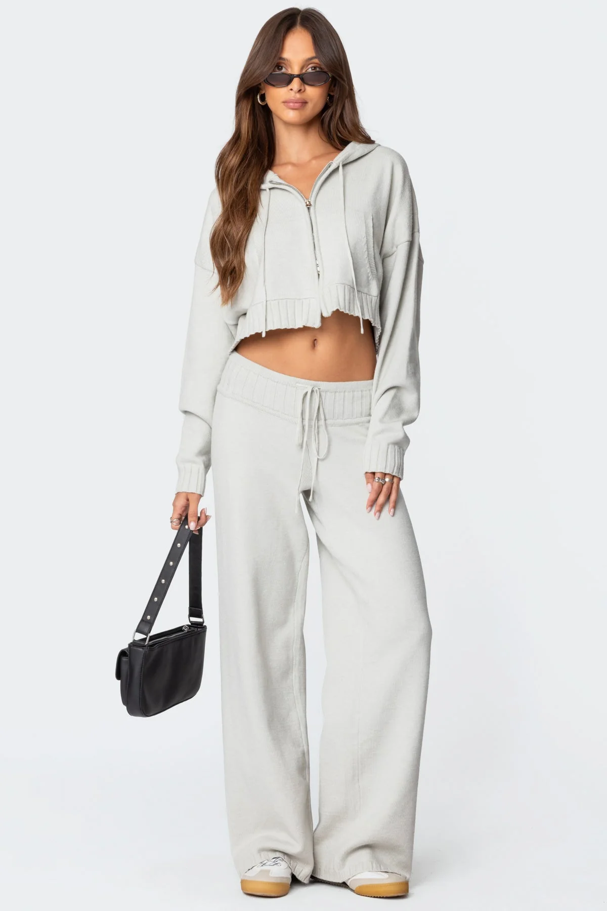 Light Gray Knit Straight Leg Pants