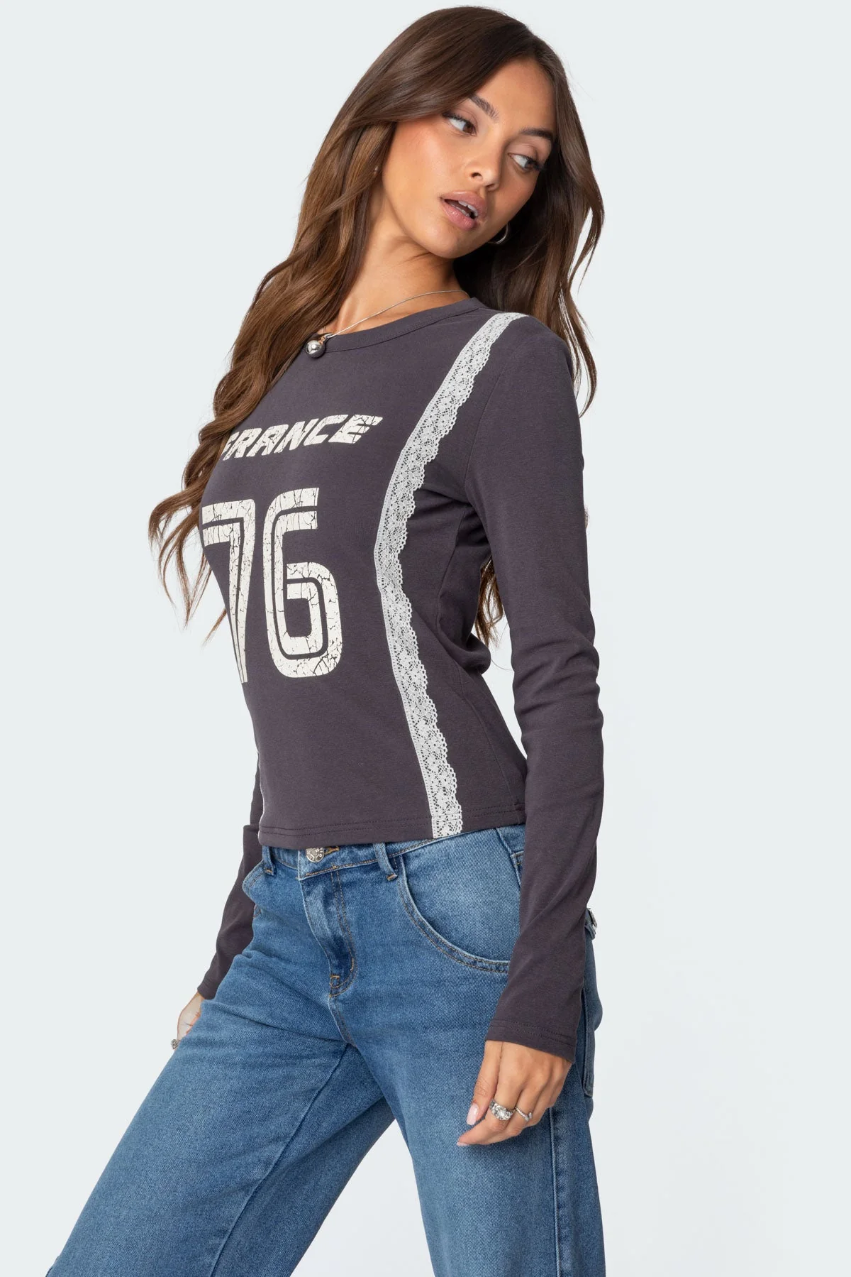 Long Sleeve Frenchy Graphic T-Shirt for Women