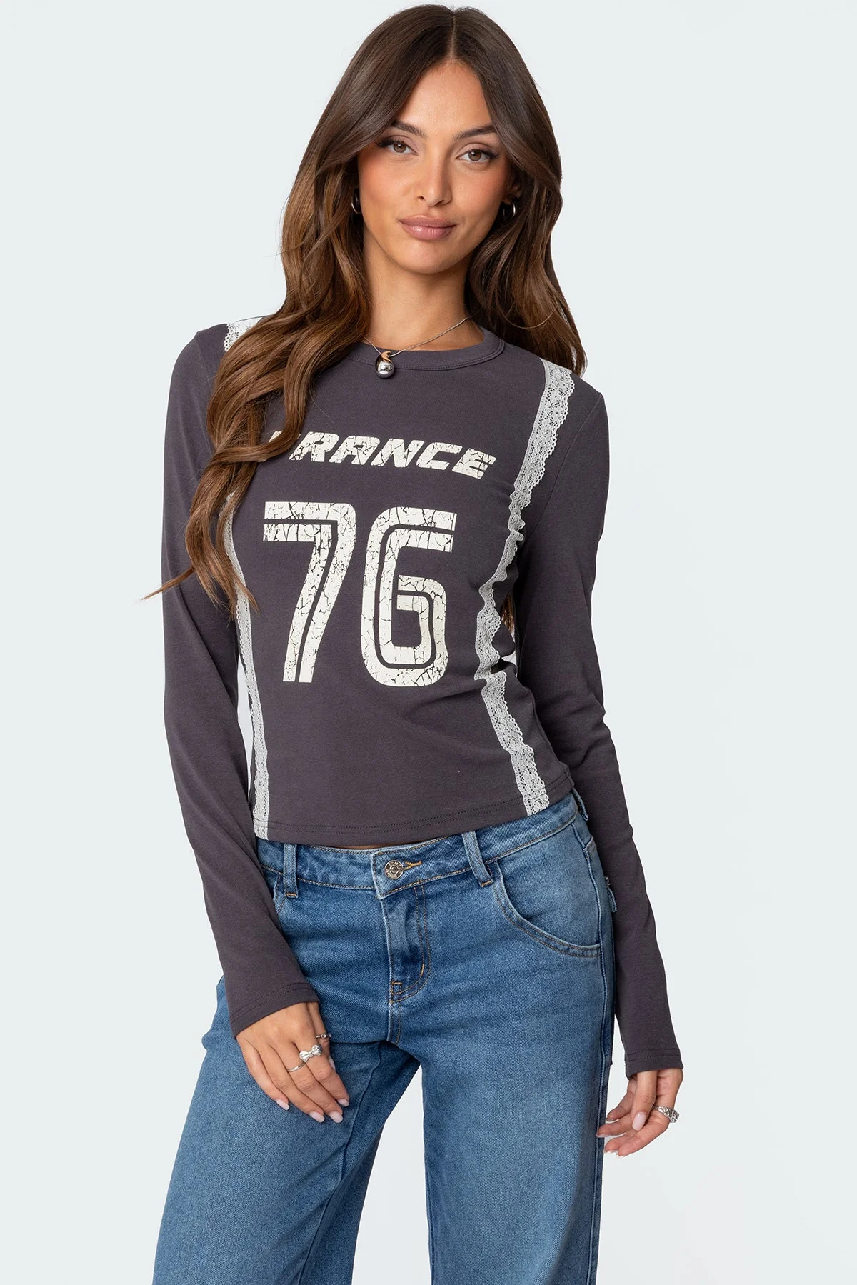 Long Sleeve Frenchy Graphic T-Shirt for Women
