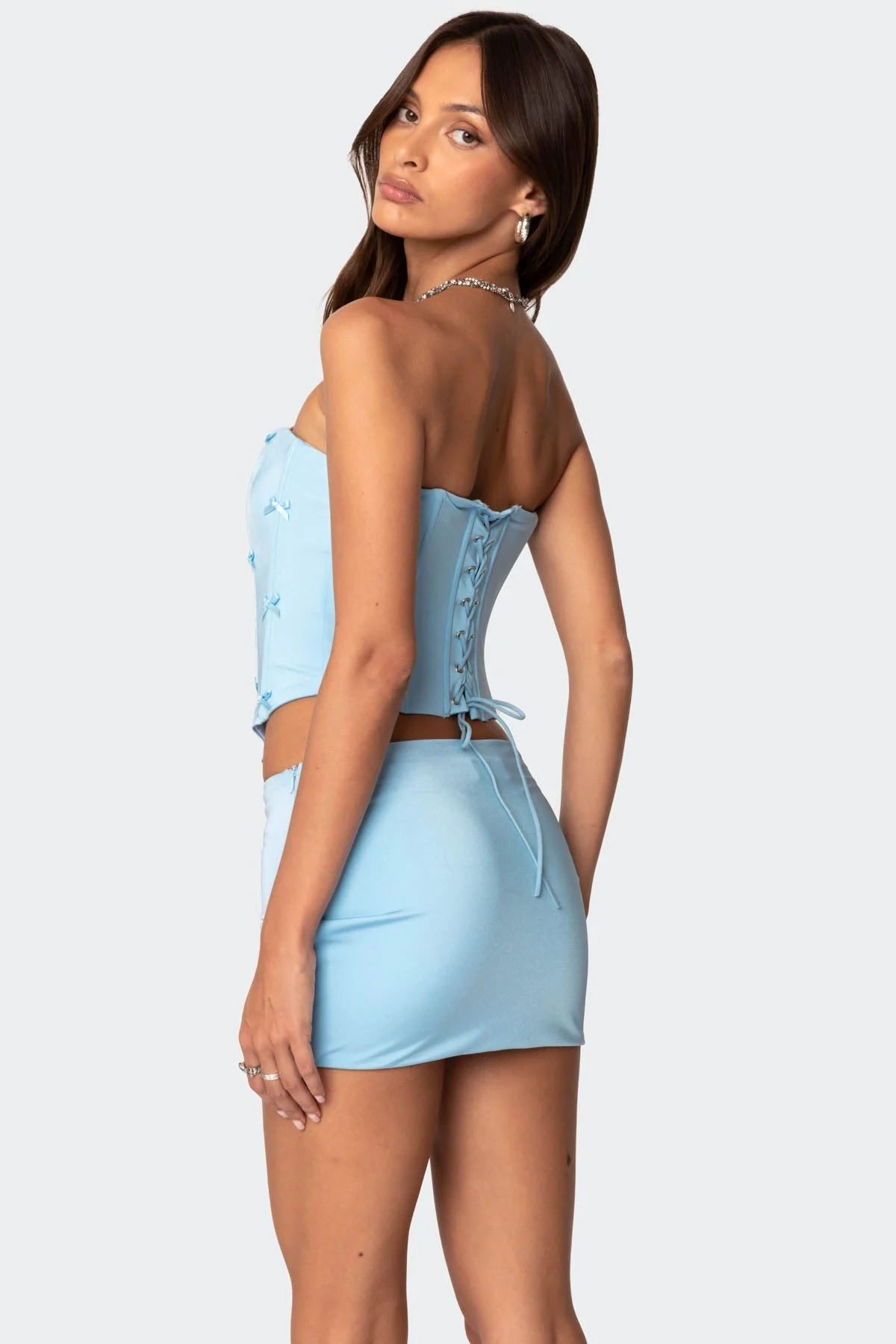 Light Blue Corset with Baby Bow Detailing