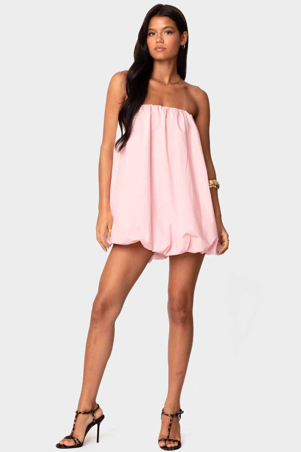 Light Pink Strapless Bubble Mini Dress XS-XXL