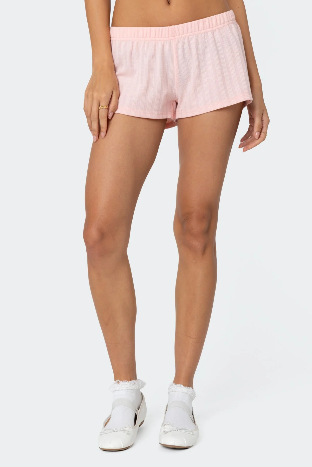Pointelle Sleepwear Micro Shorts in Pink