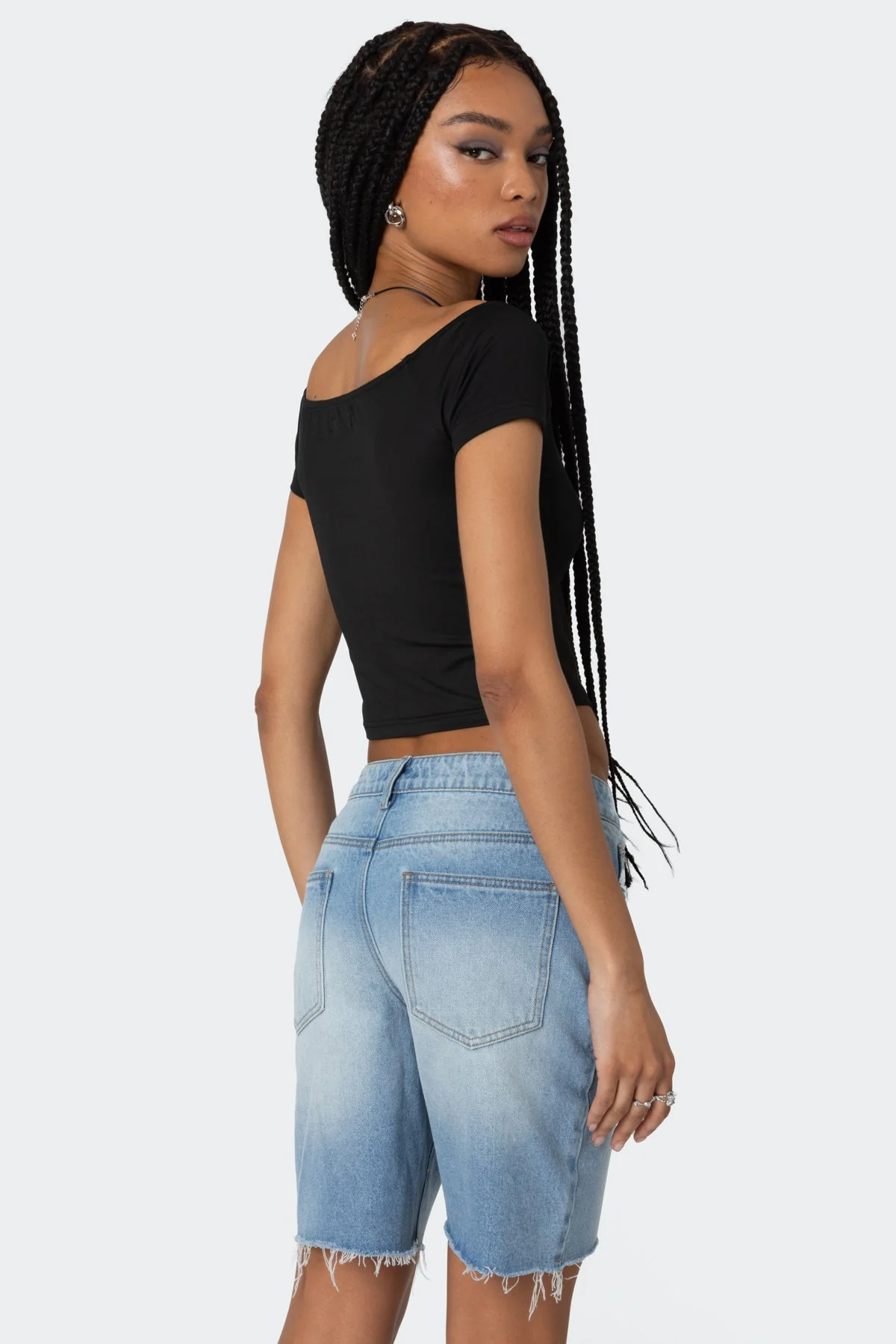 Classic Boat Neck Black Top for Women