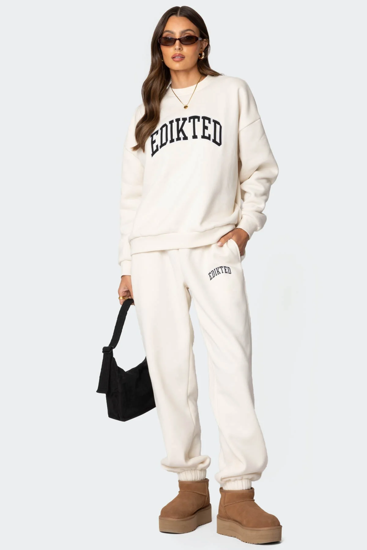 Cream Oversized Graphic Text Sweatshirt