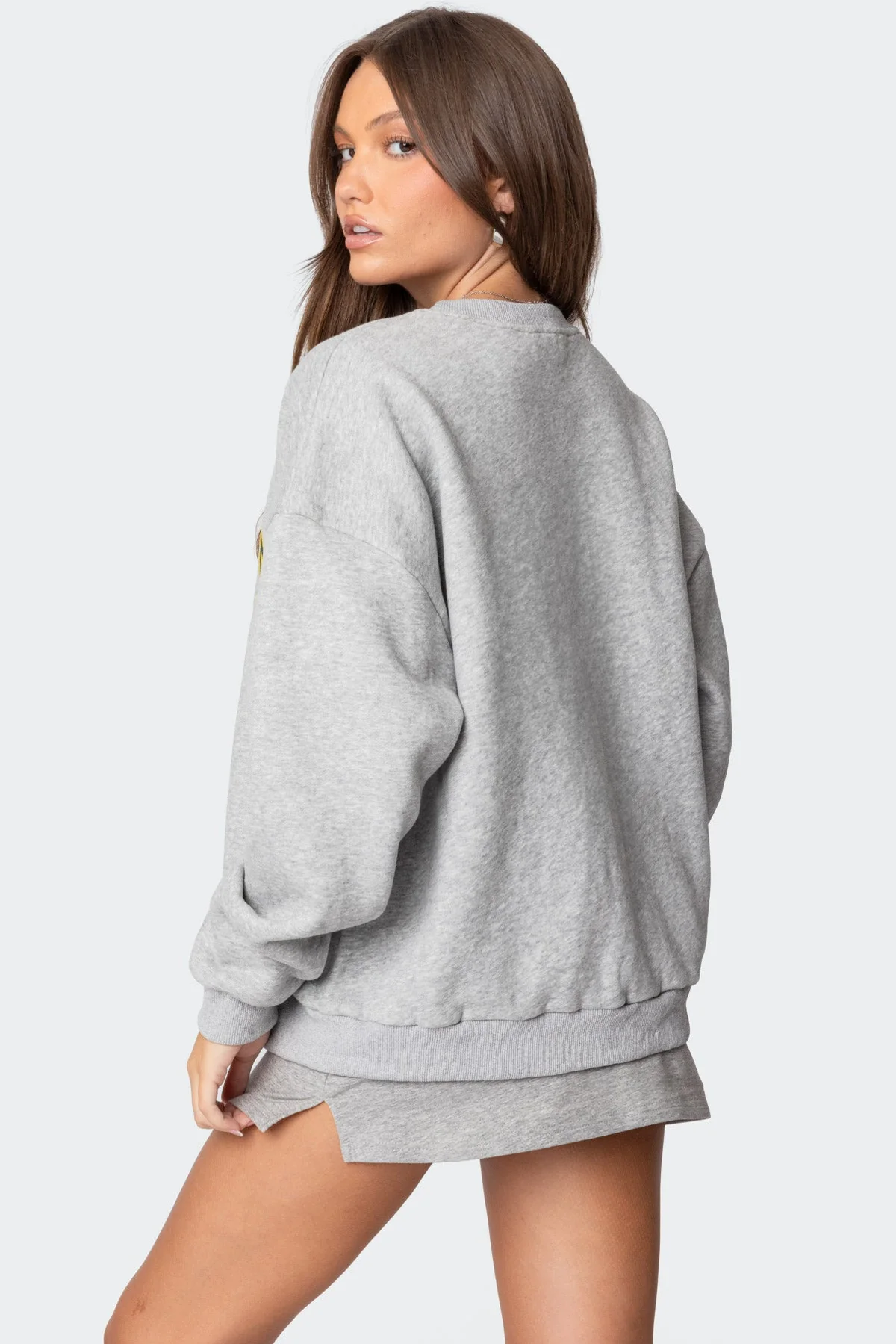 Cozy Gray Melange Girl Sweatshirt - Long Sleeve Loungewear