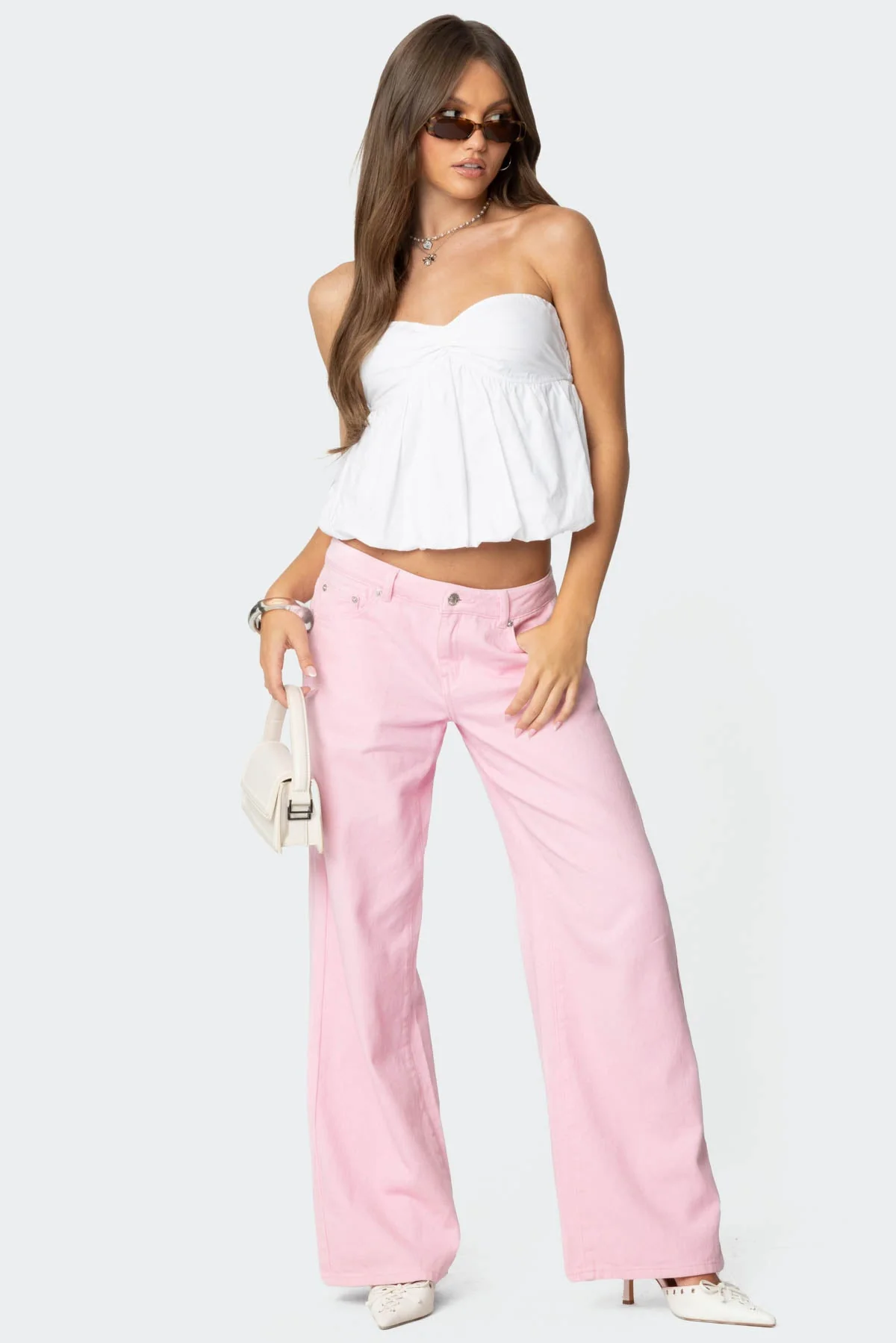 Pink Slouchy Denim Pants