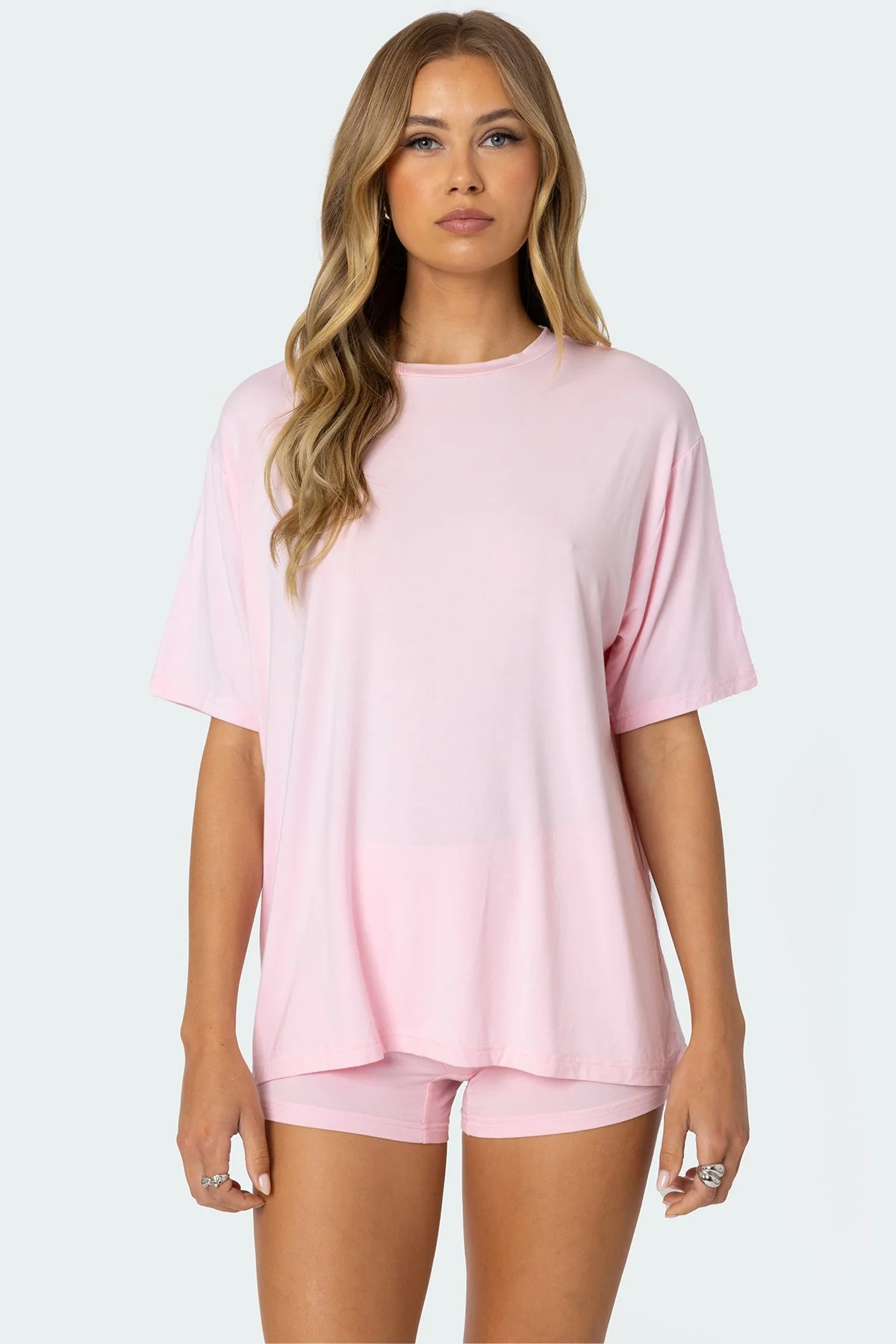 Pink Oversized Cotton T-Shirt Set