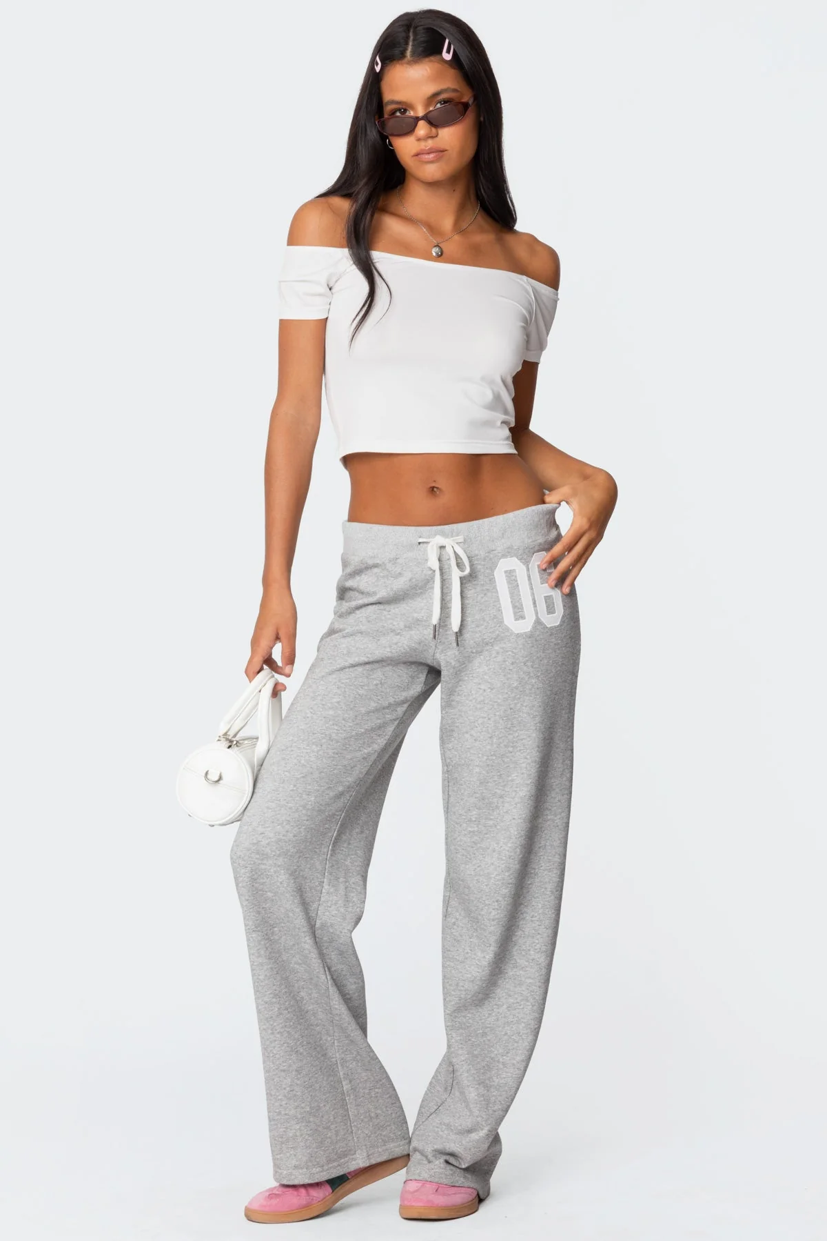 Gray Melange Adjustable Waist Sweatpants XS-XL