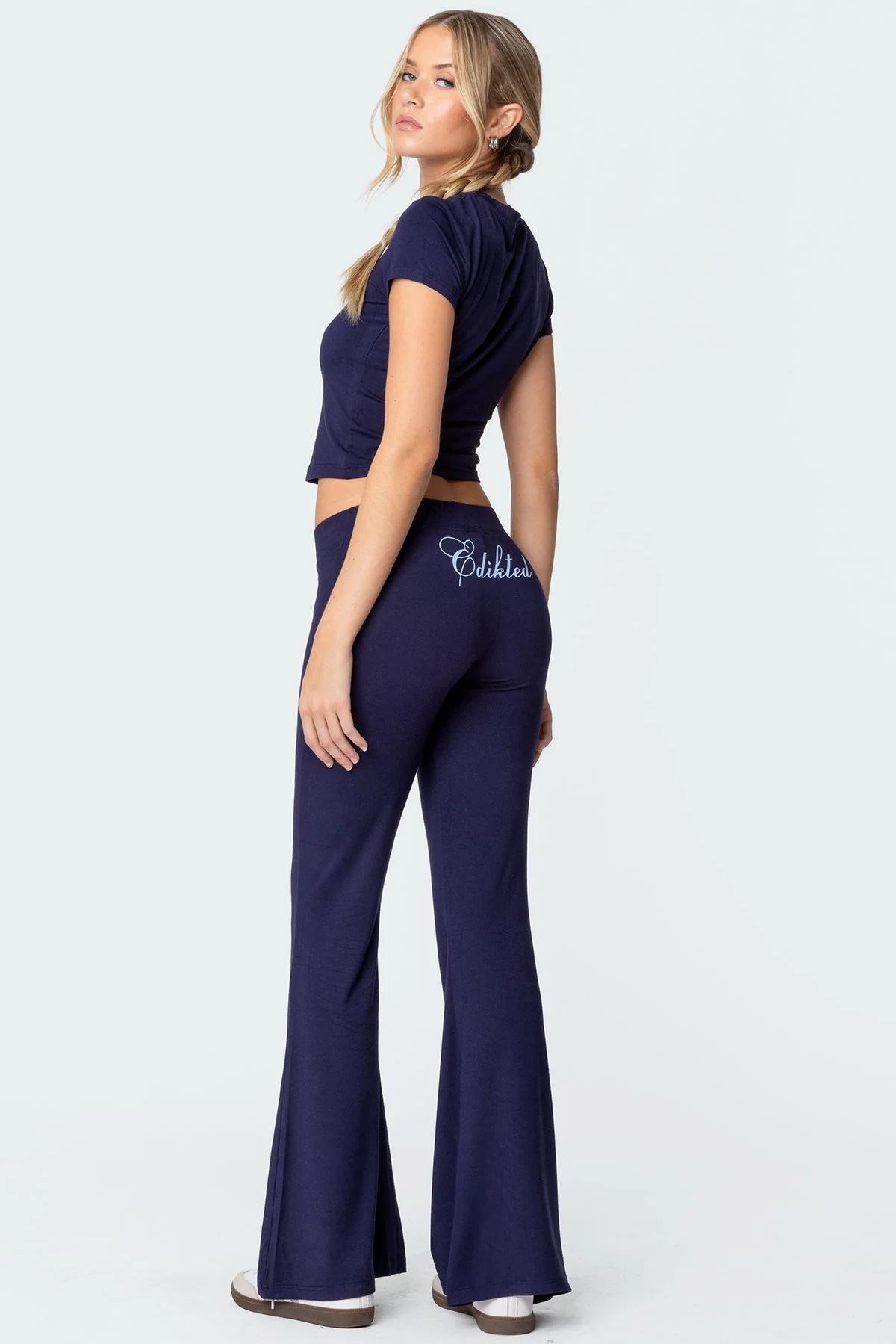 Navy Flared Lounge Pants for Women S17470
