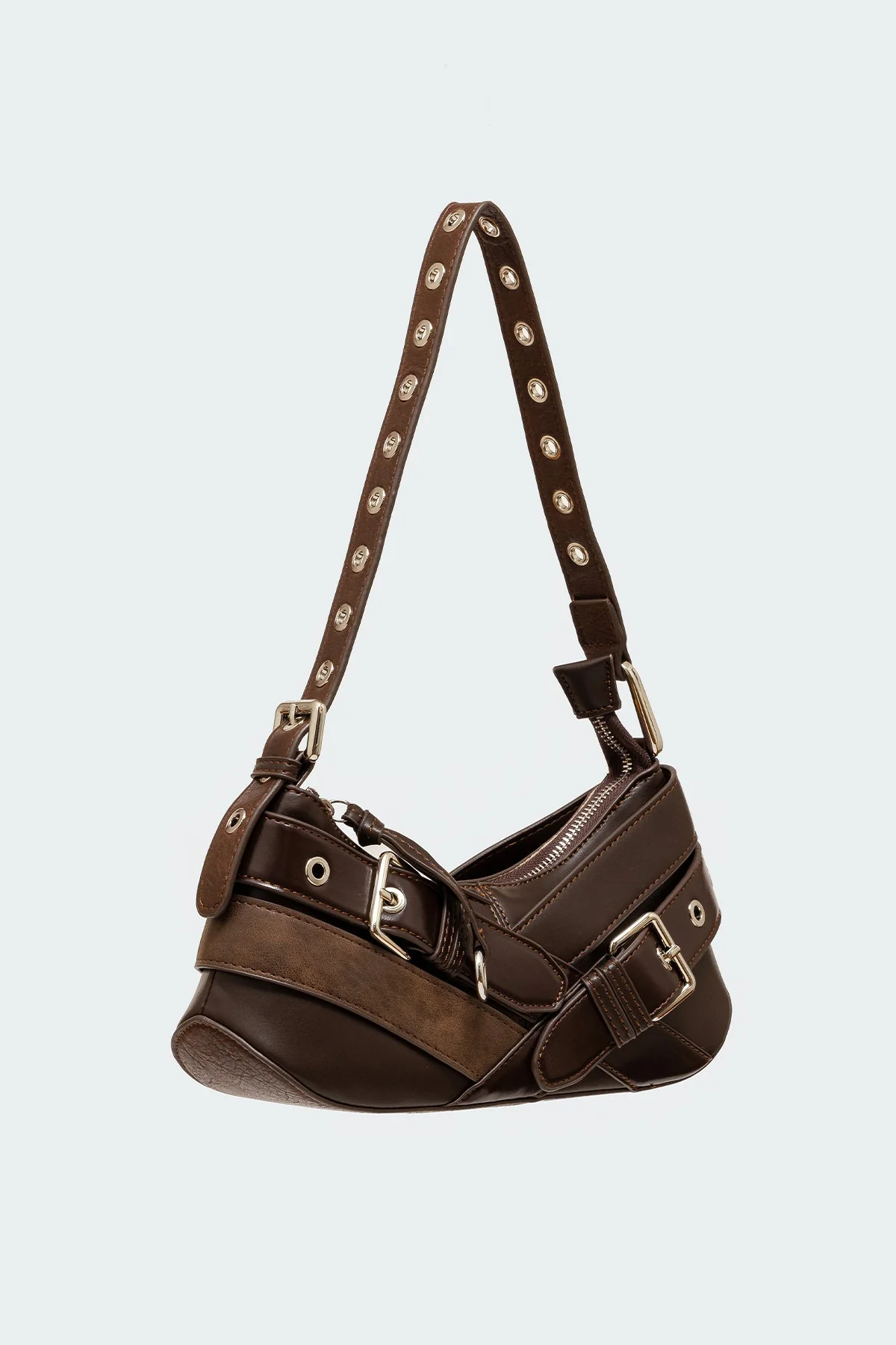 Brown Faux Leather Shoulder Bag