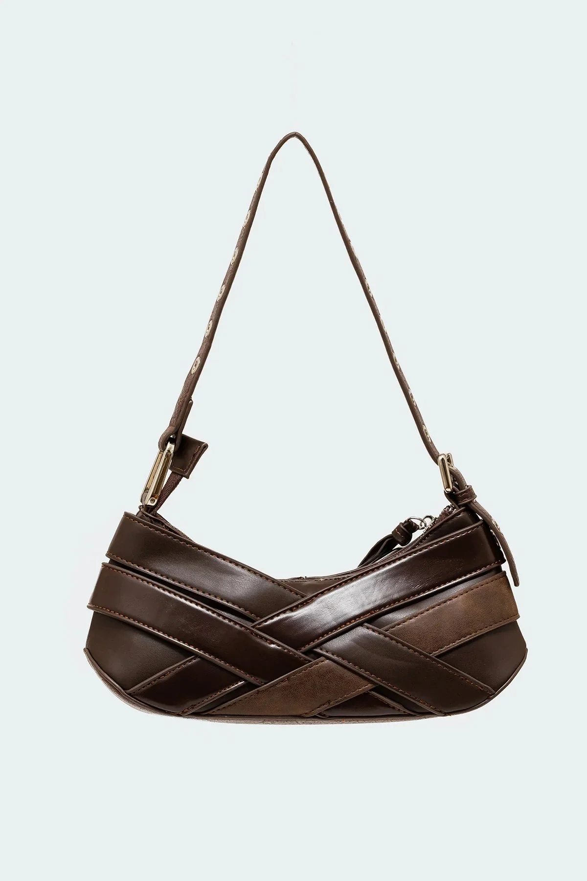 Brown Faux Leather Shoulder Bag