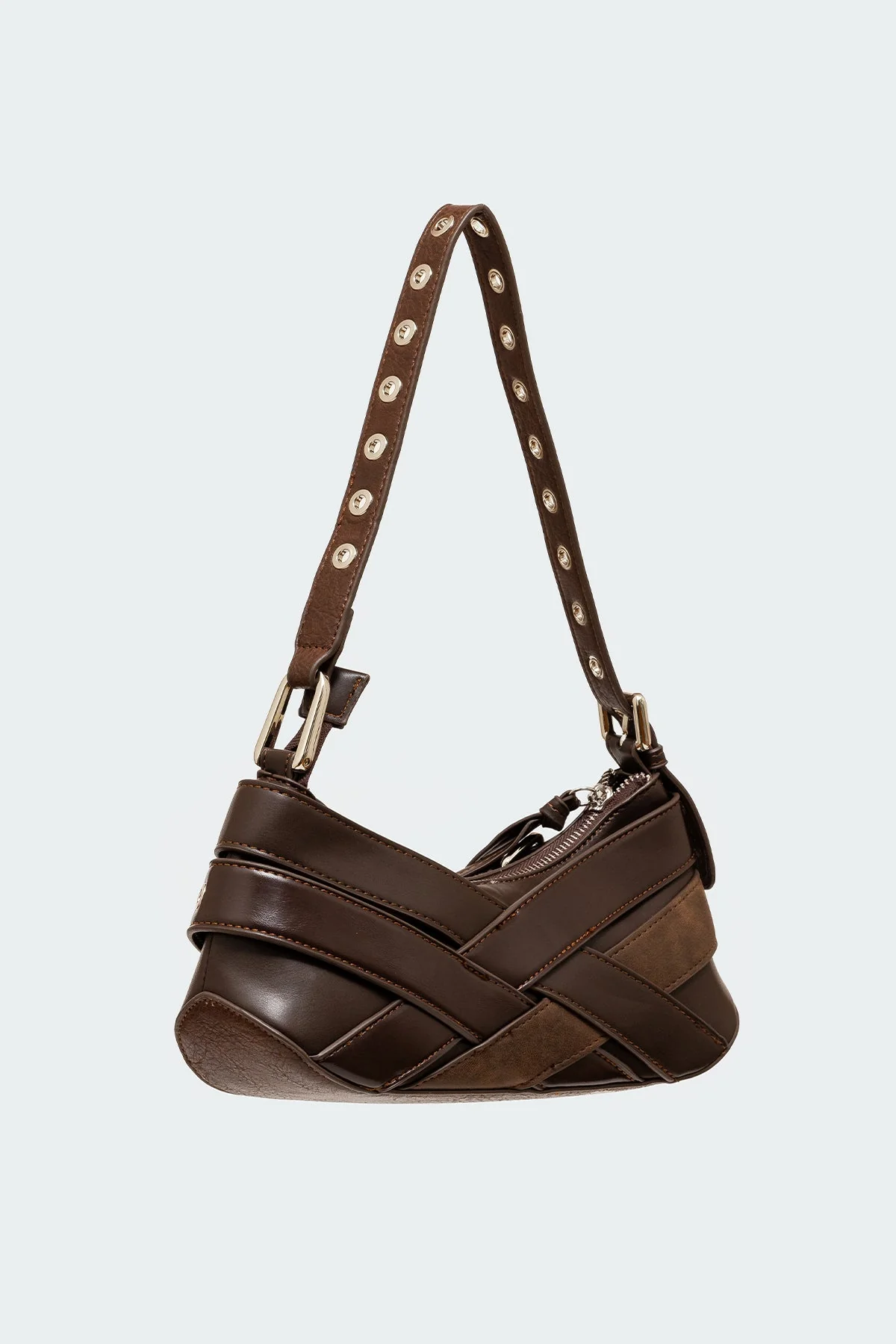 Brown Faux Leather Shoulder Bag