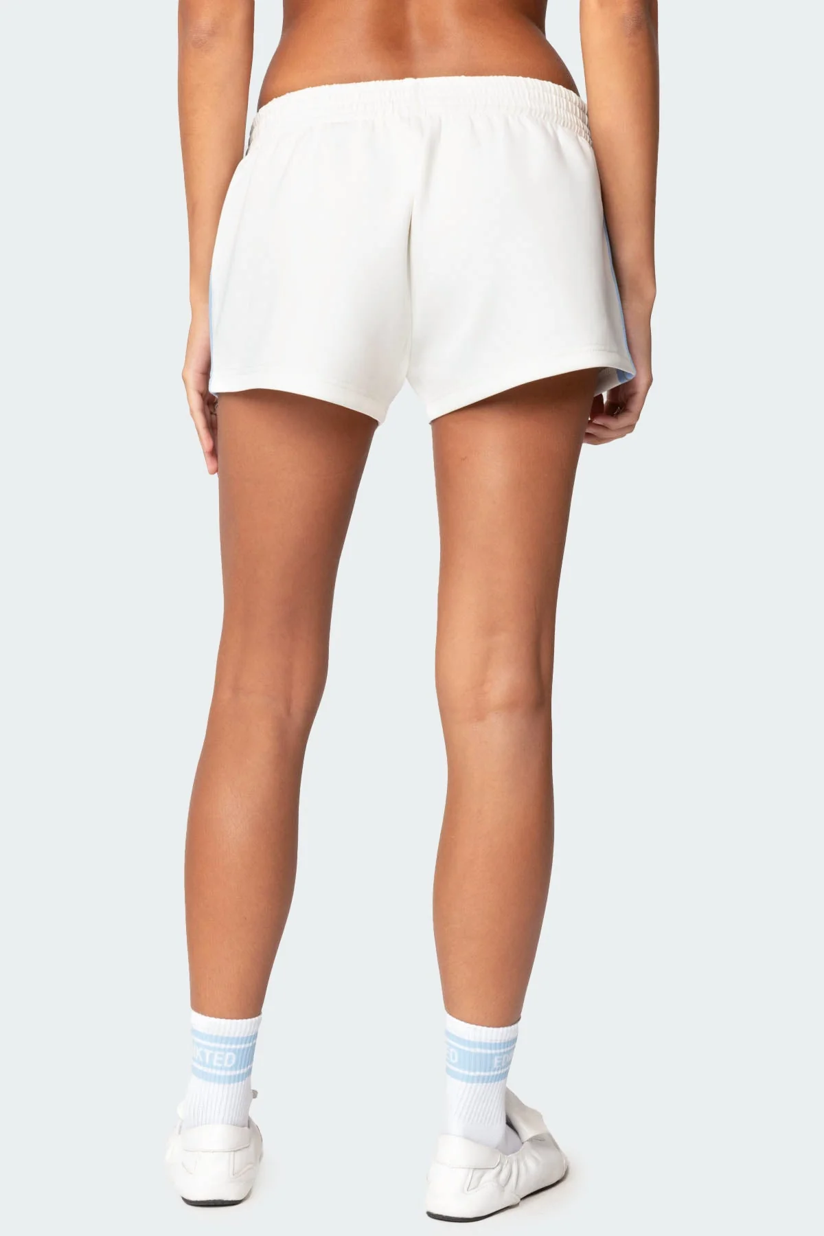 Cream Side Stripe Shorts for Women