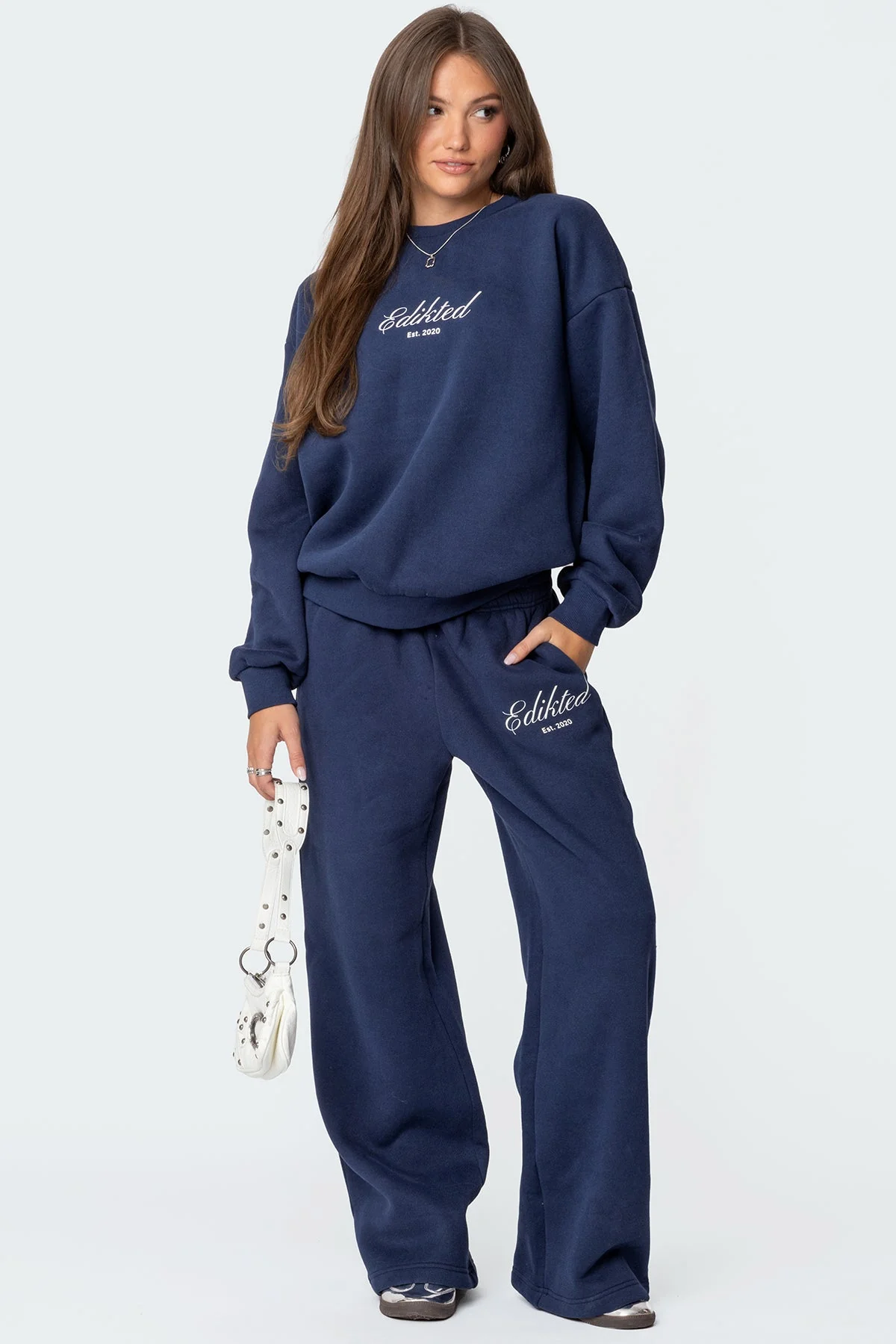 Navy Graphic Sweatpants Set for Women