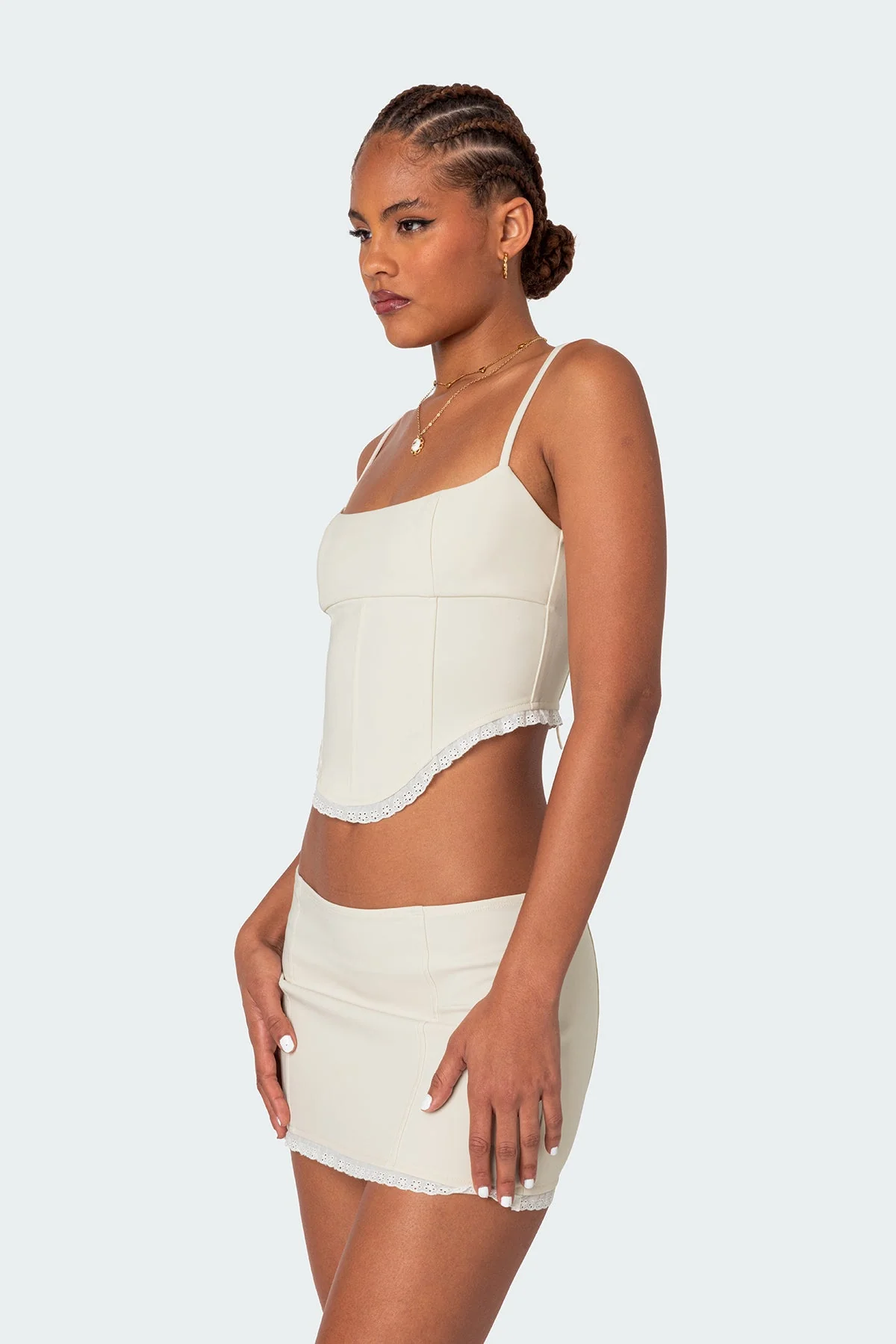 Cream Woven Lace-Up Corset Top - Stylish Summer Trend