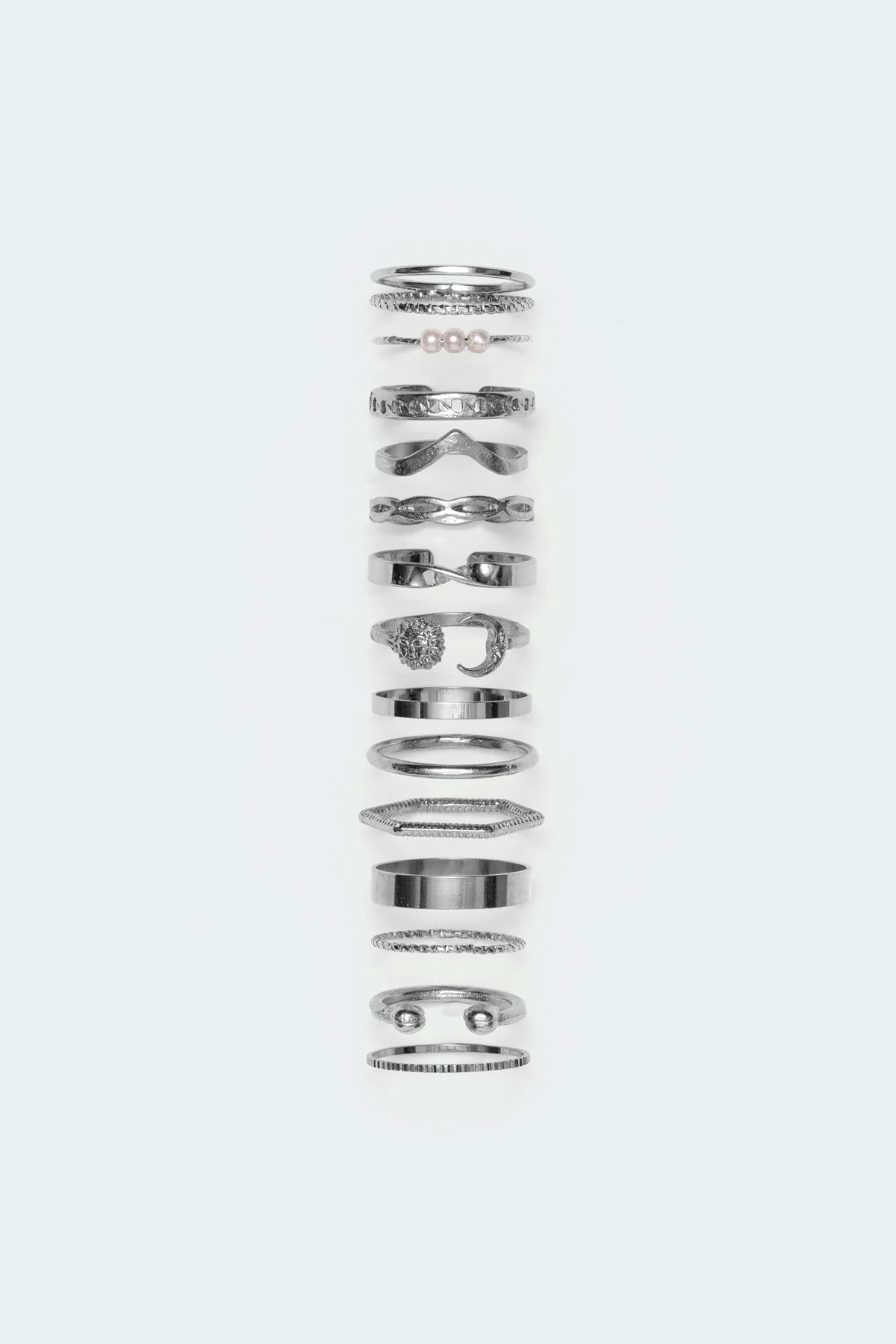 Silver Stacking Ring Set - Assorted 14 Rings