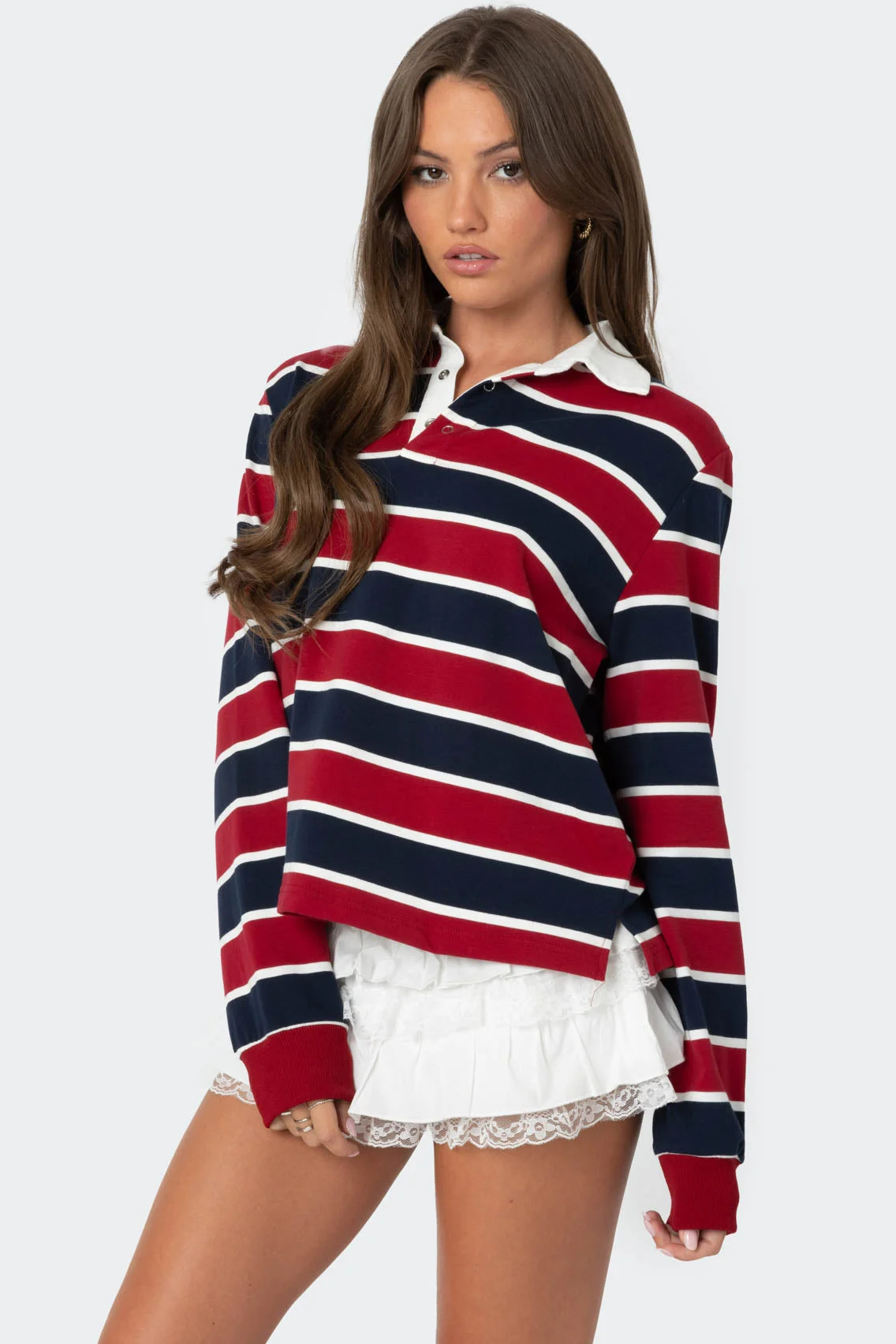 Striped Cotton Collared Shirt for Women