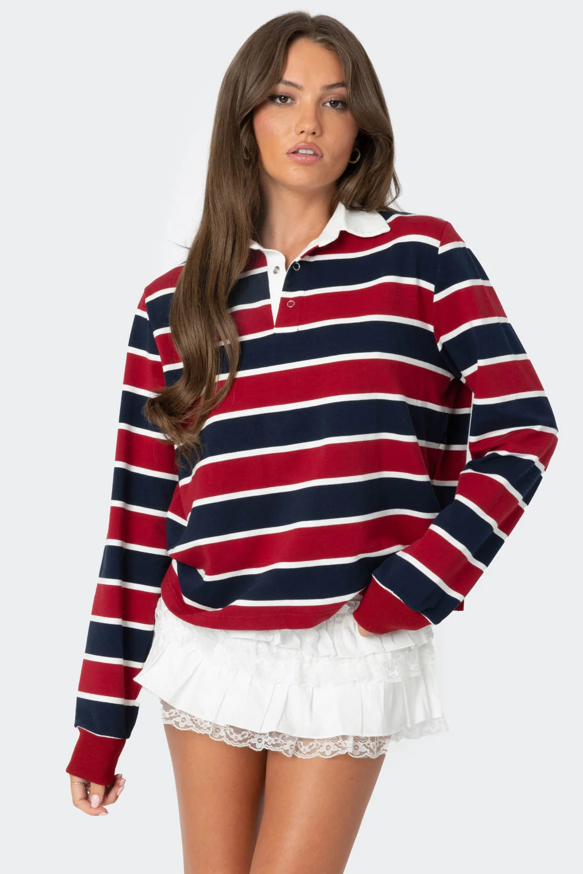 Striped Cotton Collared Shirt for Women