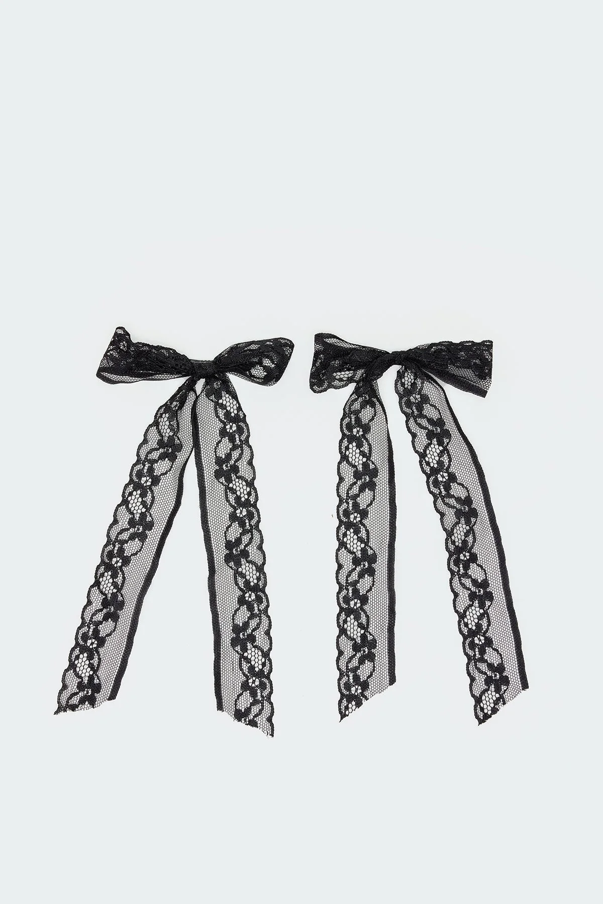 Black Lace Bow Hair Clip Pack - Set of 2 Accessories