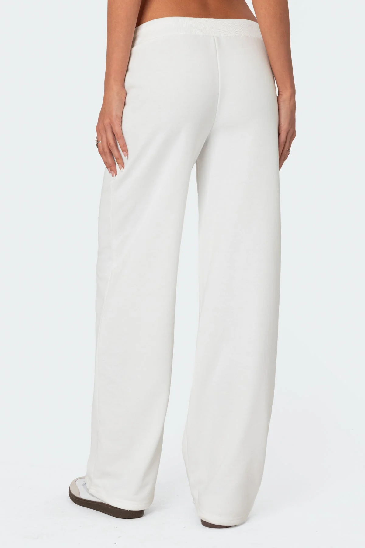 White Adjustable Straight Leg Sweatpants