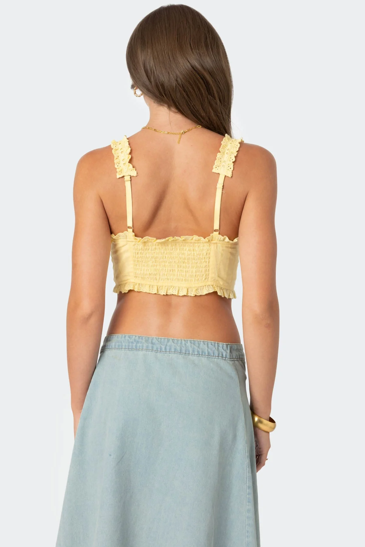 Yellow Eyelet Corset with Adjustable Straps