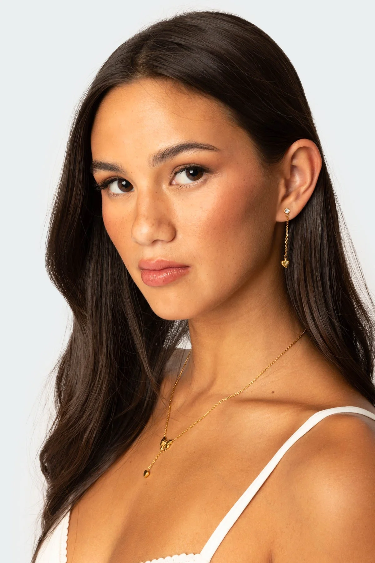 Heart Charm Dangle Earrings in Gold | Jewelry Accessories