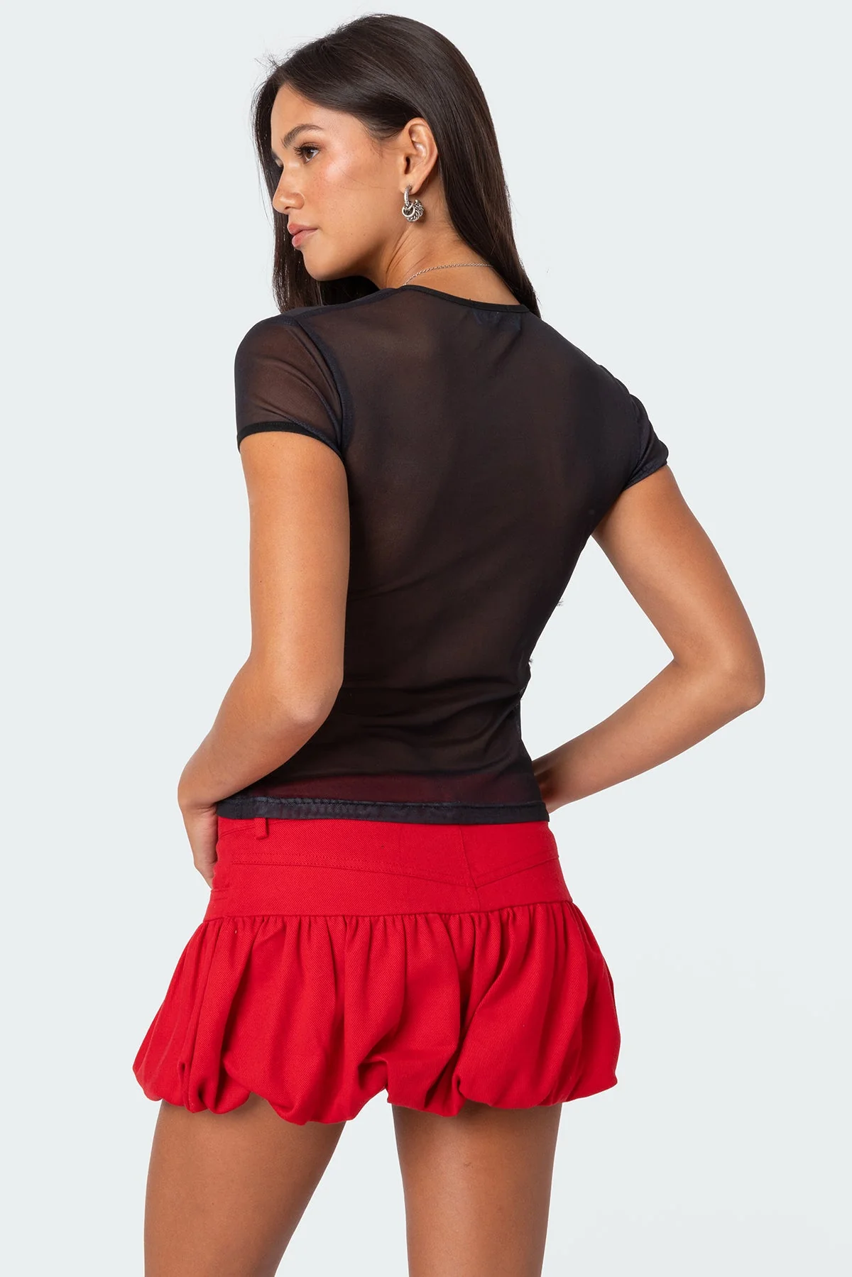 Black Sheer Mesh Graphic T-Shirt