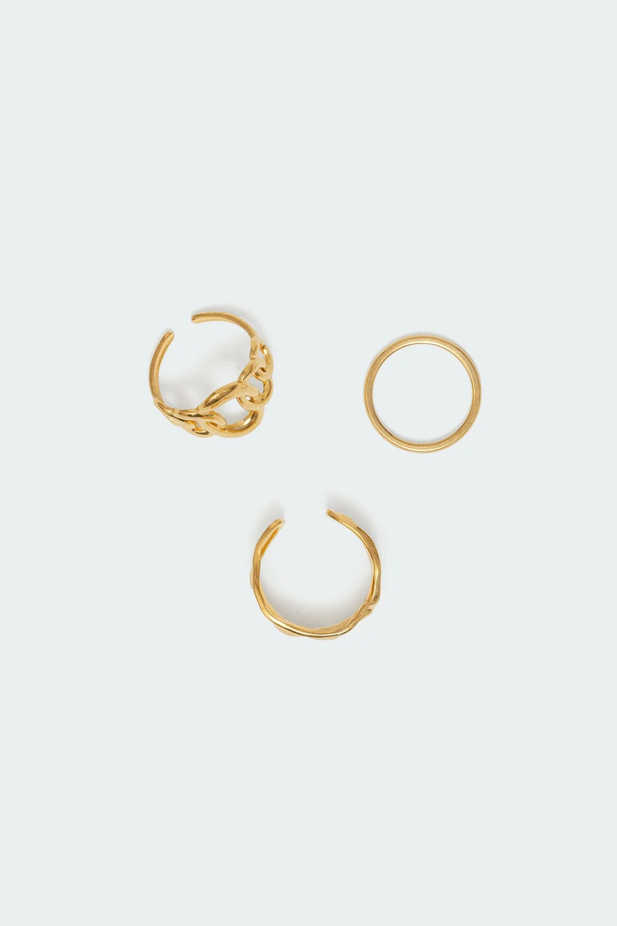 Gold Tone Metal Triplet Ring Pack Set - Assorted Styles