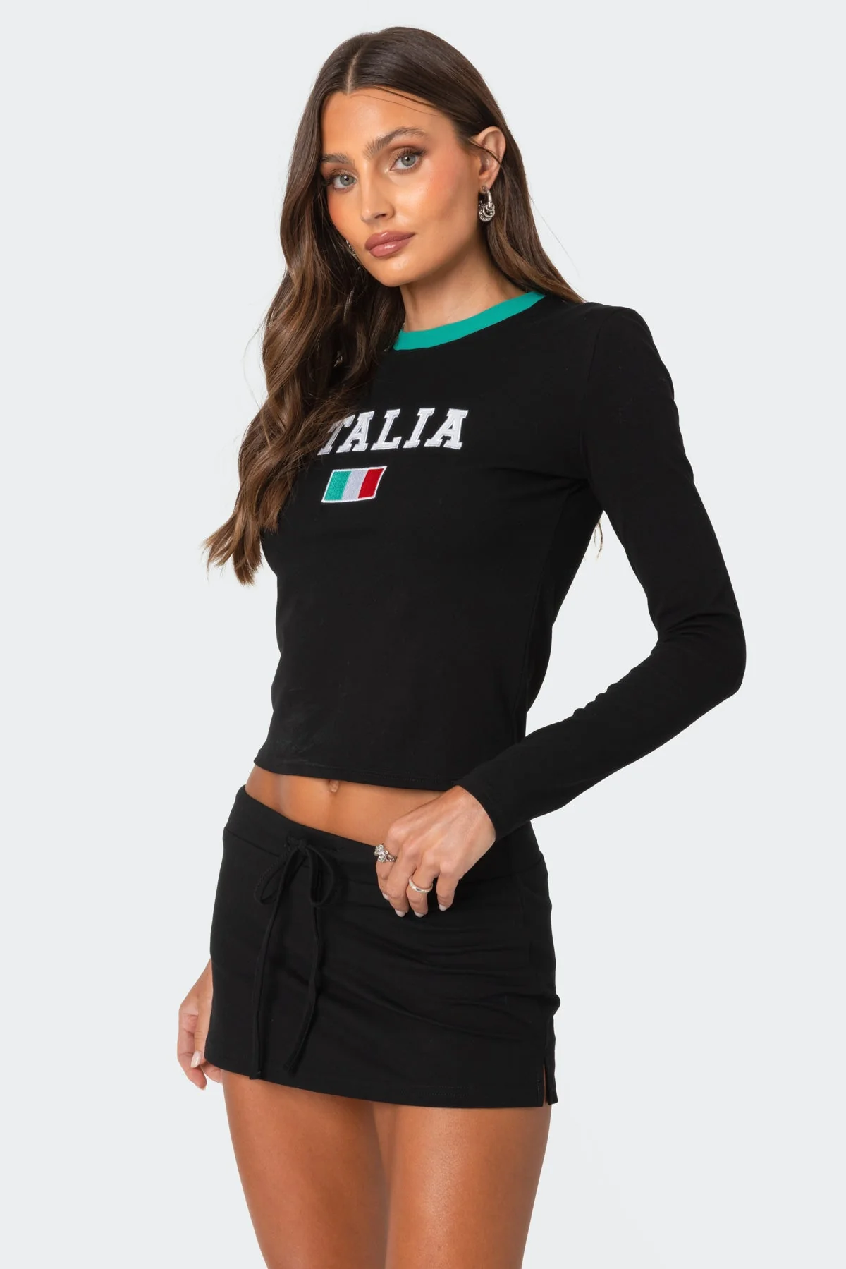 Black Long Sleeve Cotton T-Shirt