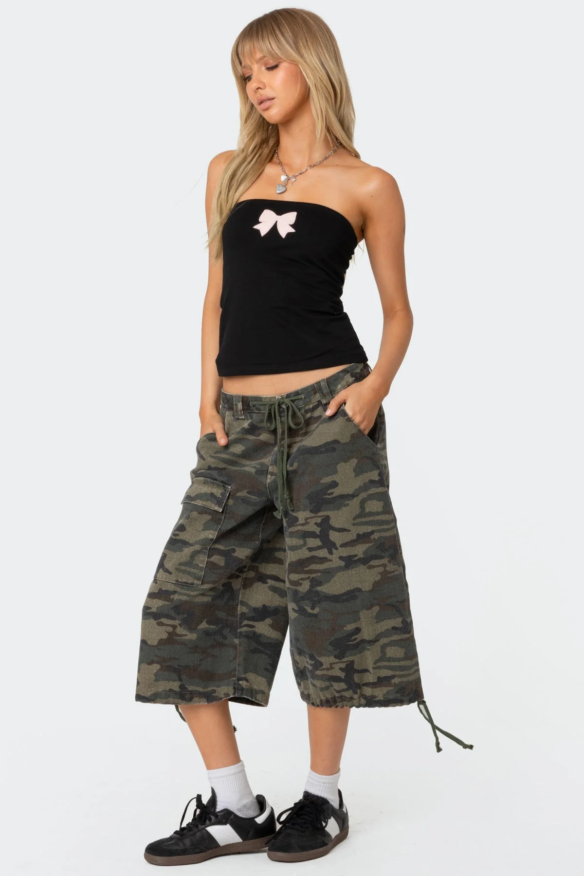 Black Patch Strapless Tube Top