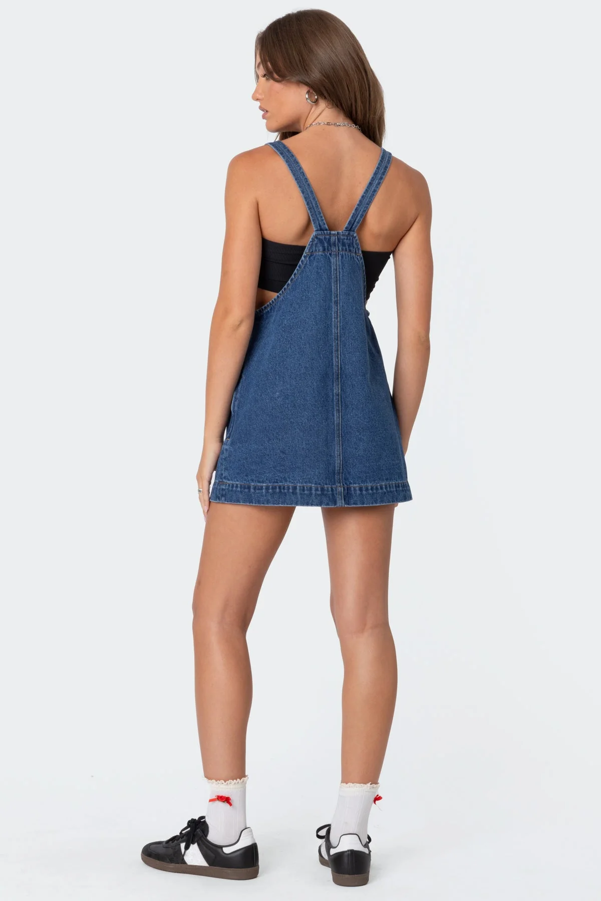 Blue Washed Denim Mini Dress with Adjustable Straps
