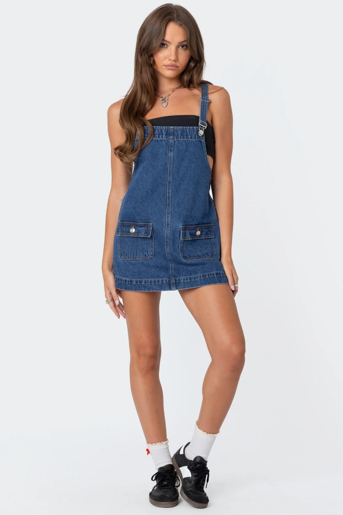 Blue Washed Denim Mini Dress with Adjustable Straps