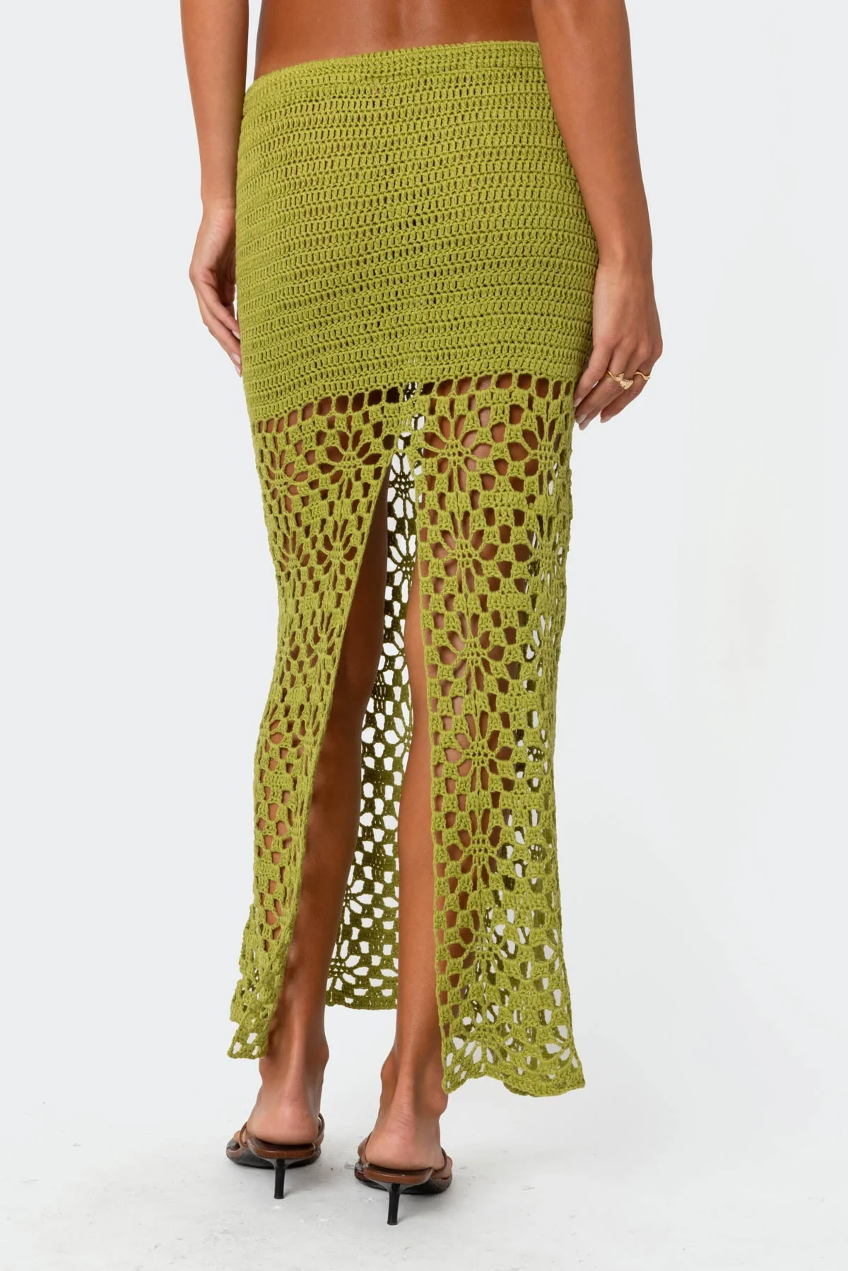 Green Crochet Maxi Skirt for Women