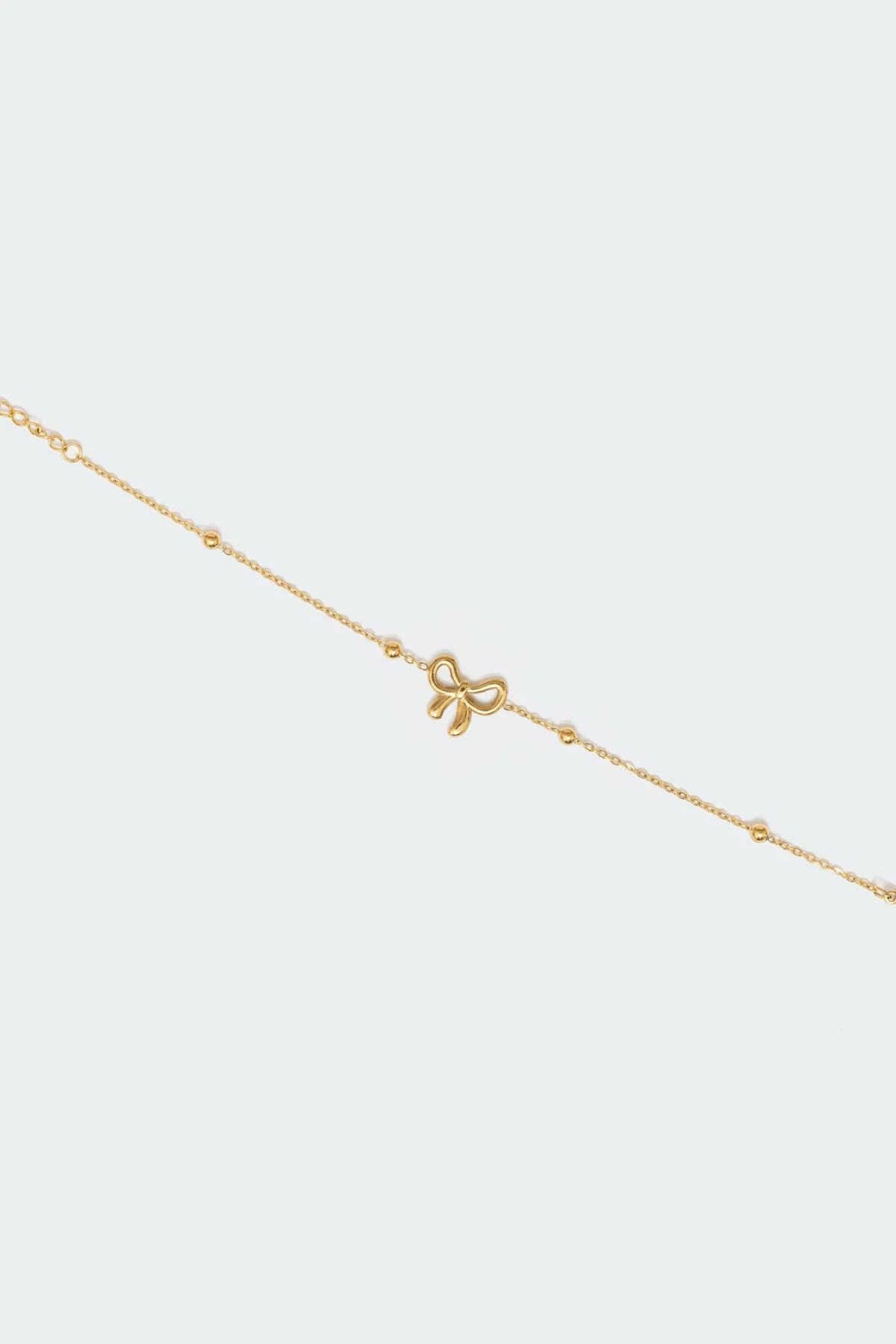 Gold Baby Bow Bracelet 7.2" Length Unique Design